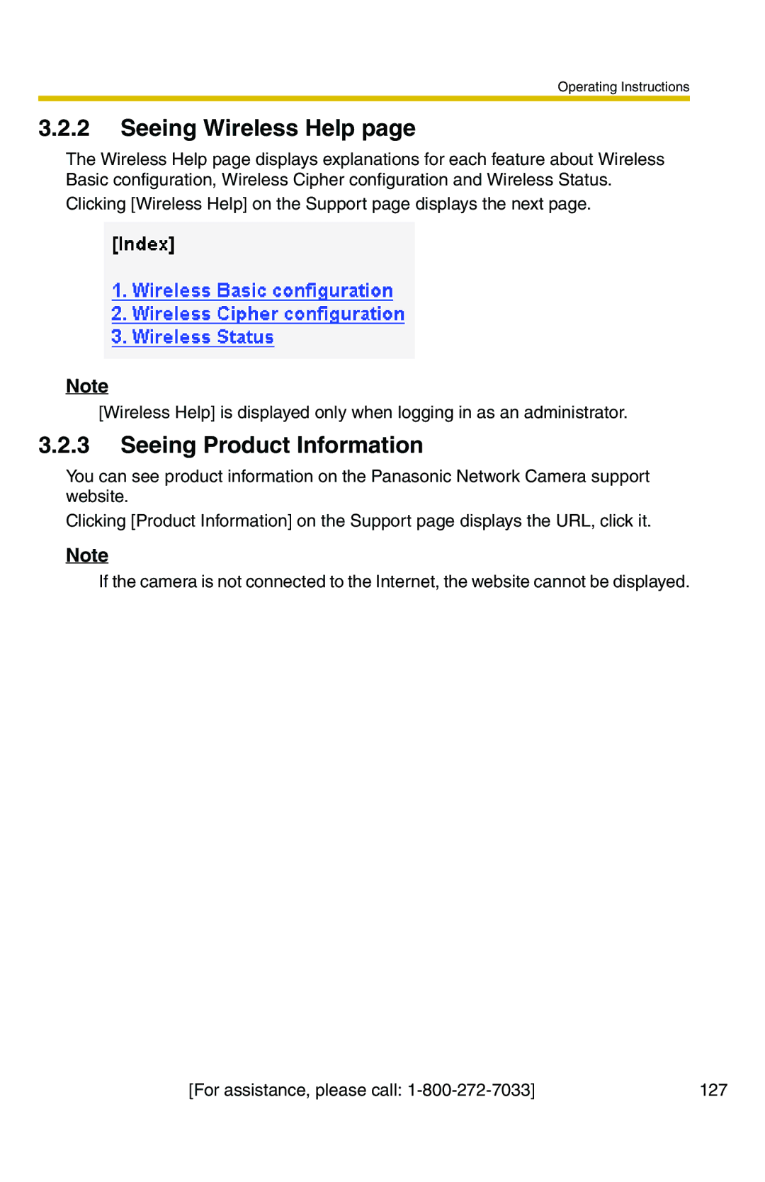 Panasonic BB-HCM371A operating instructions Seeing Wireless Help, Seeing Product Information 