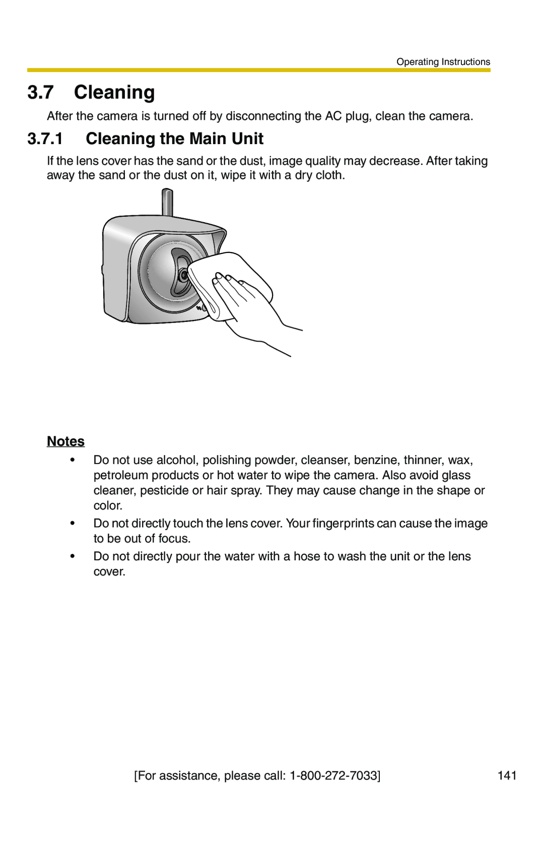 Panasonic BB-HCM371A operating instructions Cleaning the Main Unit 