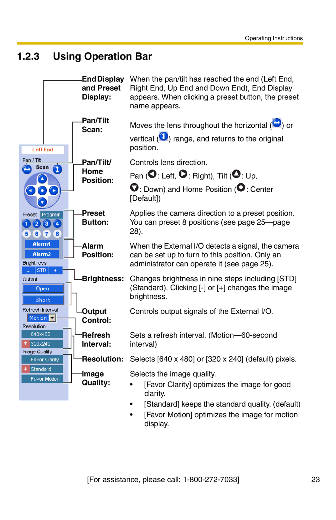 Panasonic BB-HCM371A operating instructions Using Operation Bar 