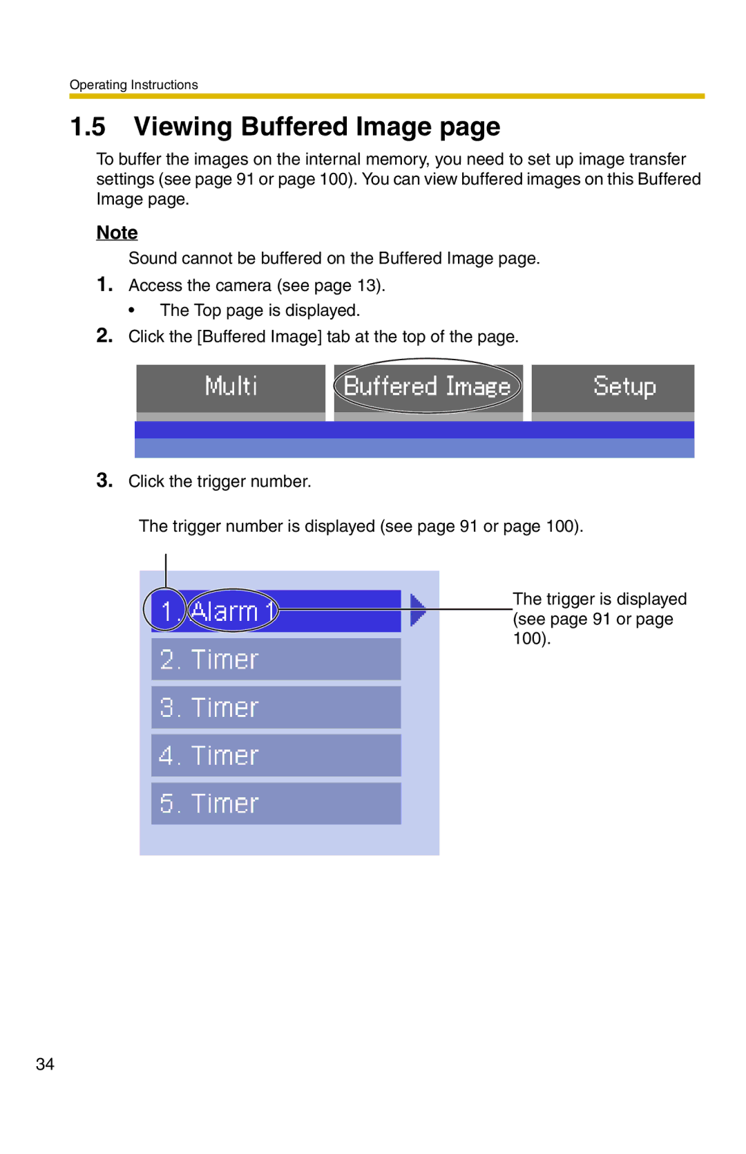 Panasonic BB-HCM371A operating instructions Viewing Buffered Image 