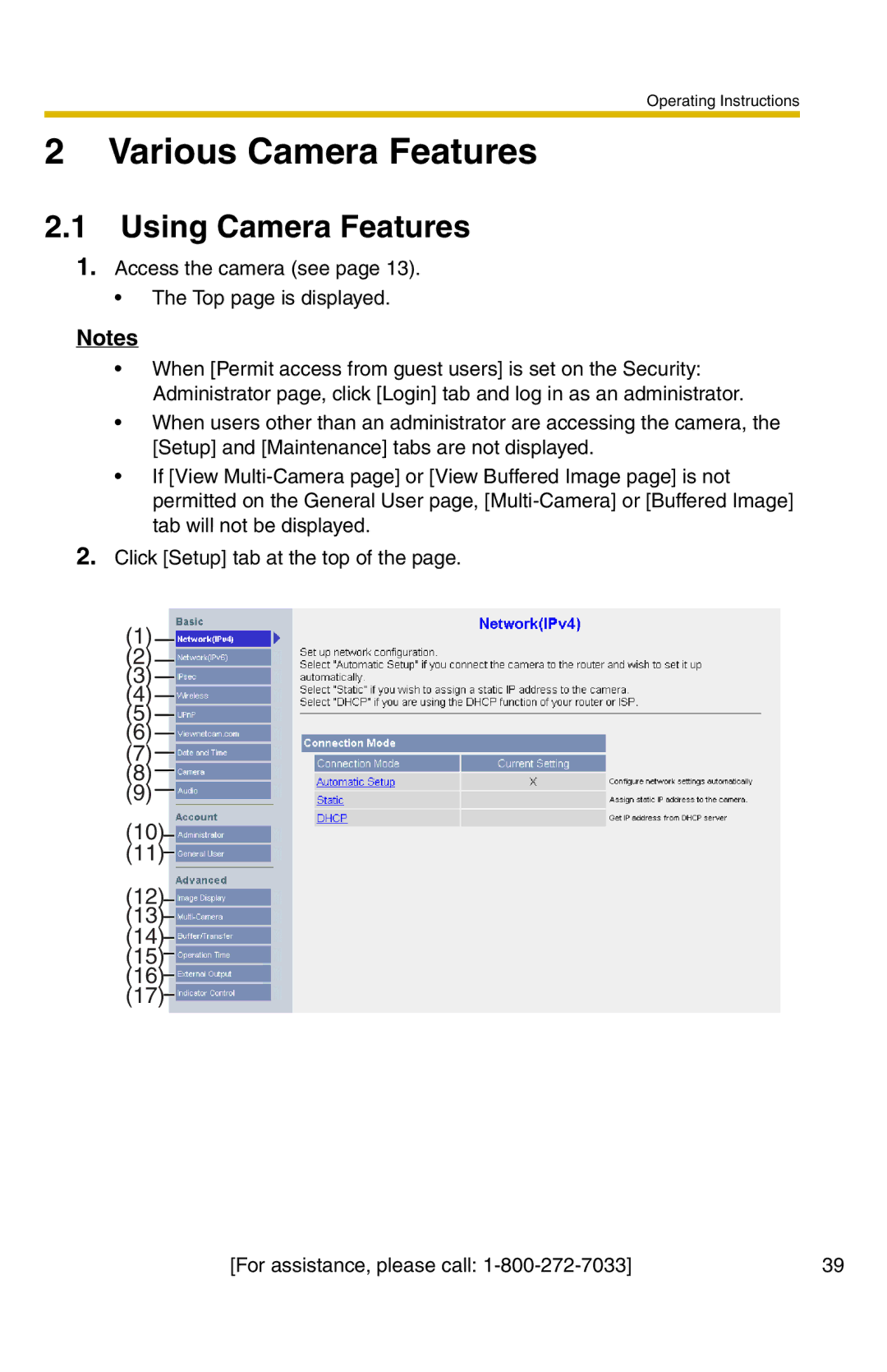 Panasonic BB-HCM371A operating instructions Various Camera Features, Using Camera Features 