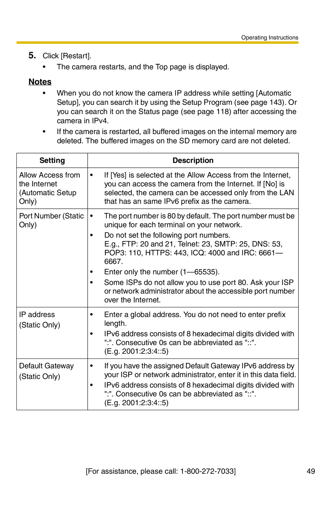 Panasonic BB-HCM371A operating instructions Selected, the camera can be accessed only from the LAN 