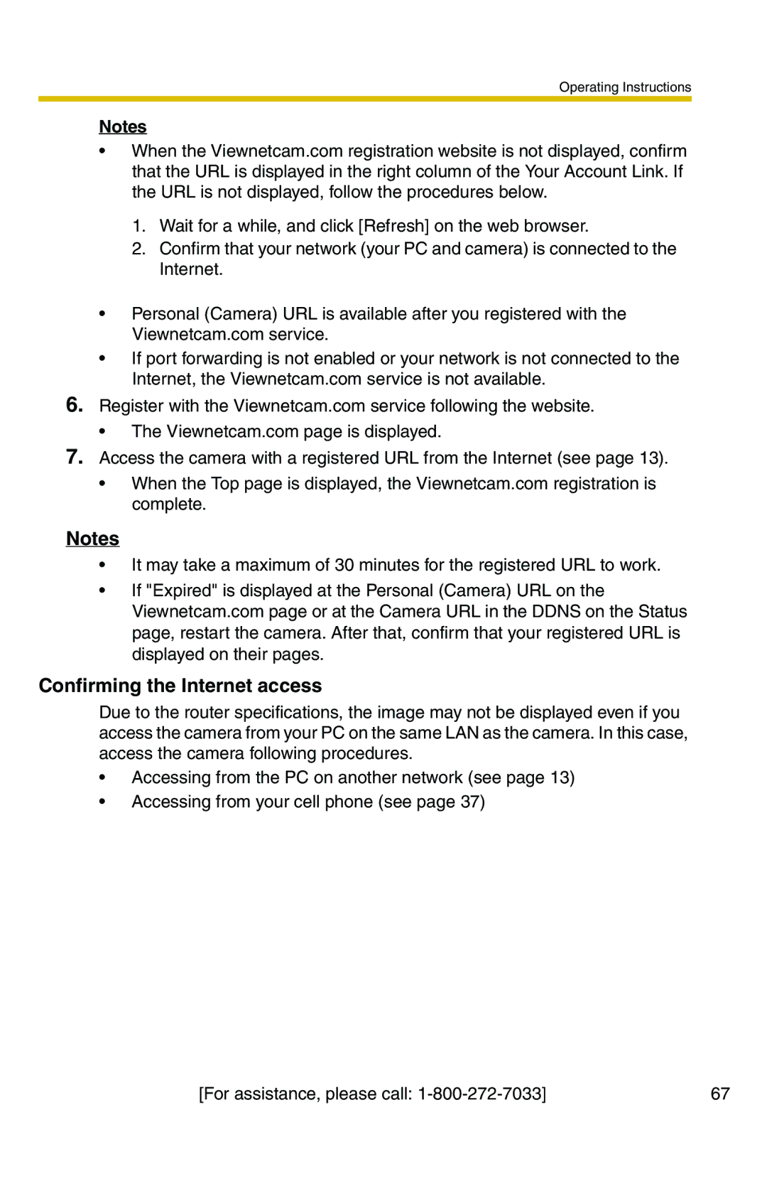 Panasonic BB-HCM371A operating instructions Confirming the Internet access 