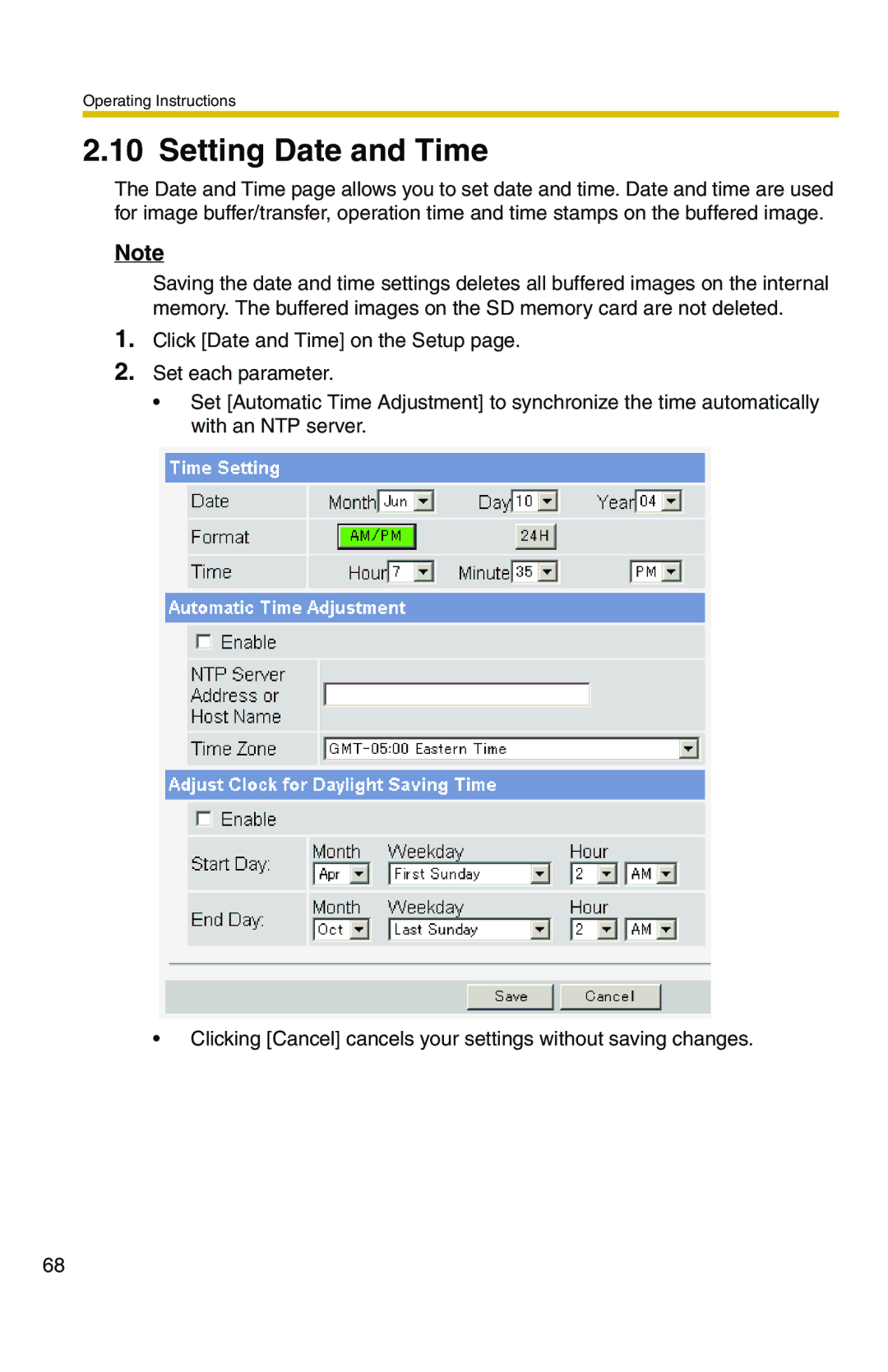 Panasonic BB-HCM371A operating instructions Setting Date and Time 