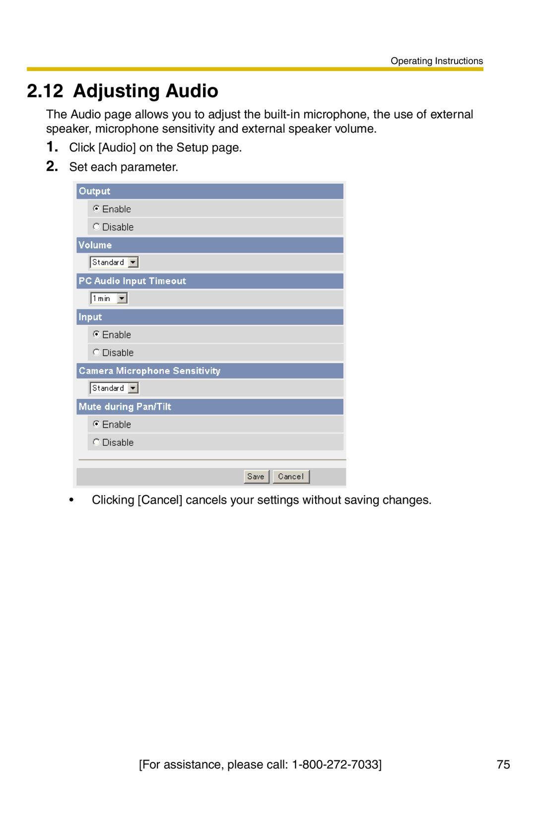 Panasonic BB-HCM371A operating instructions Adjusting Audio 