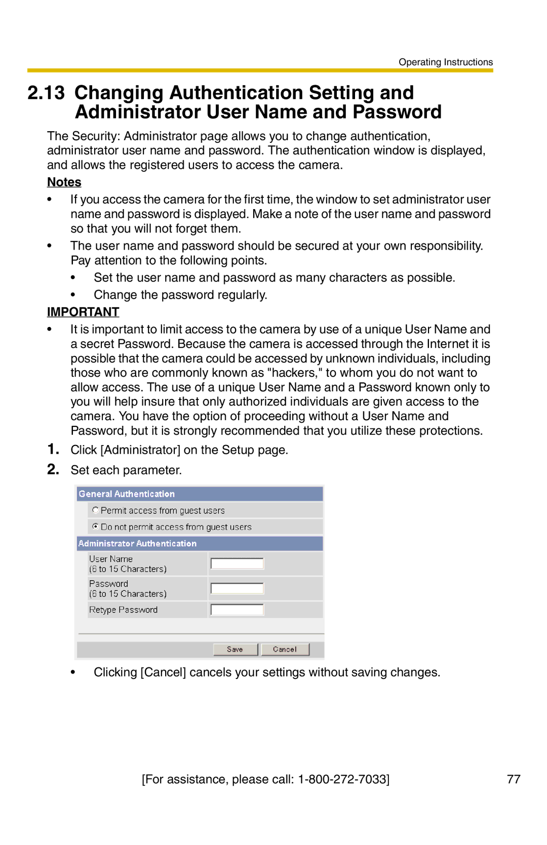 Panasonic BB-HCM371A operating instructions Operating Instructions 