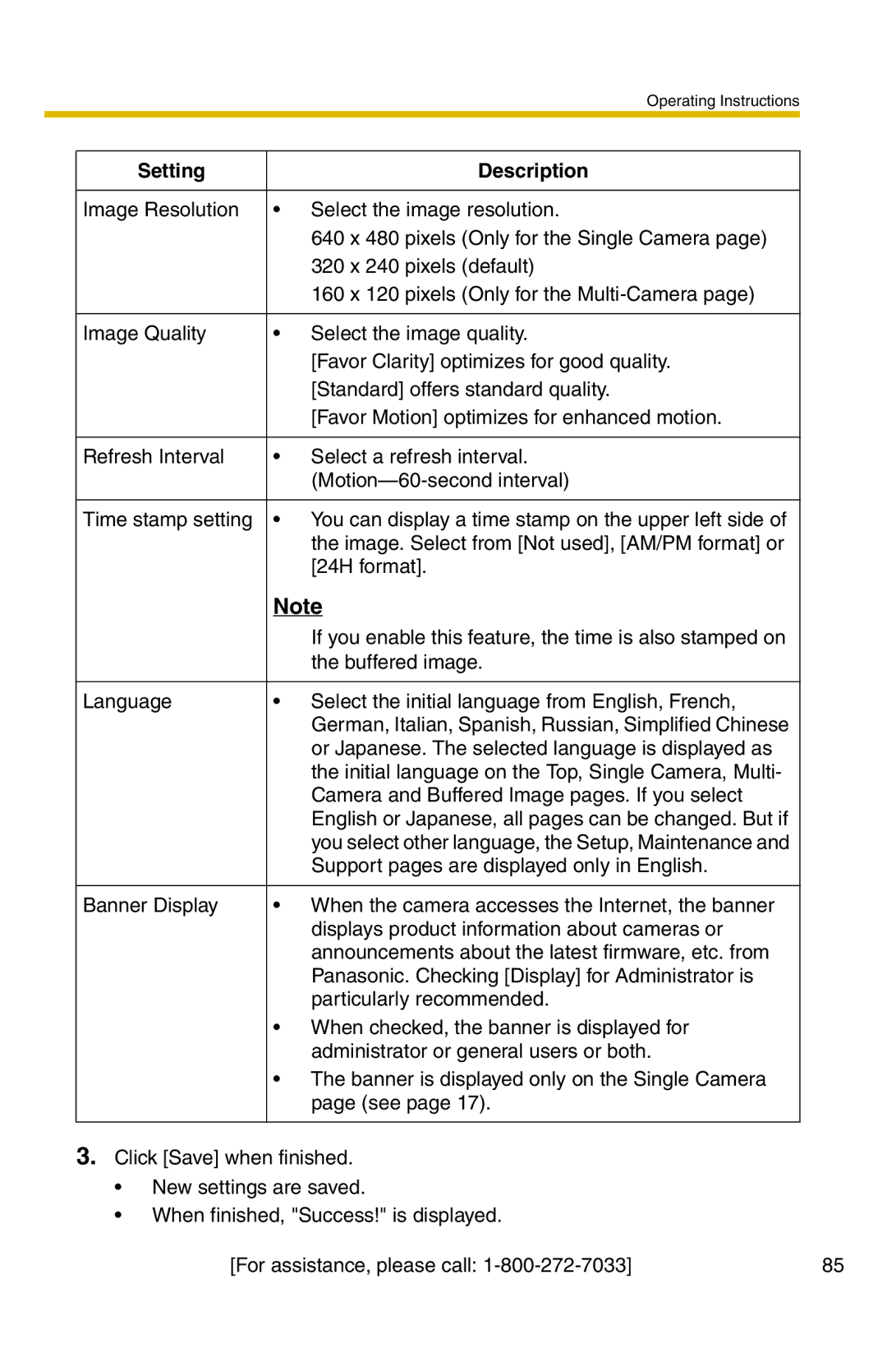 Panasonic BB-HCM371A operating instructions Or Japanese. The selected language is displayed as 