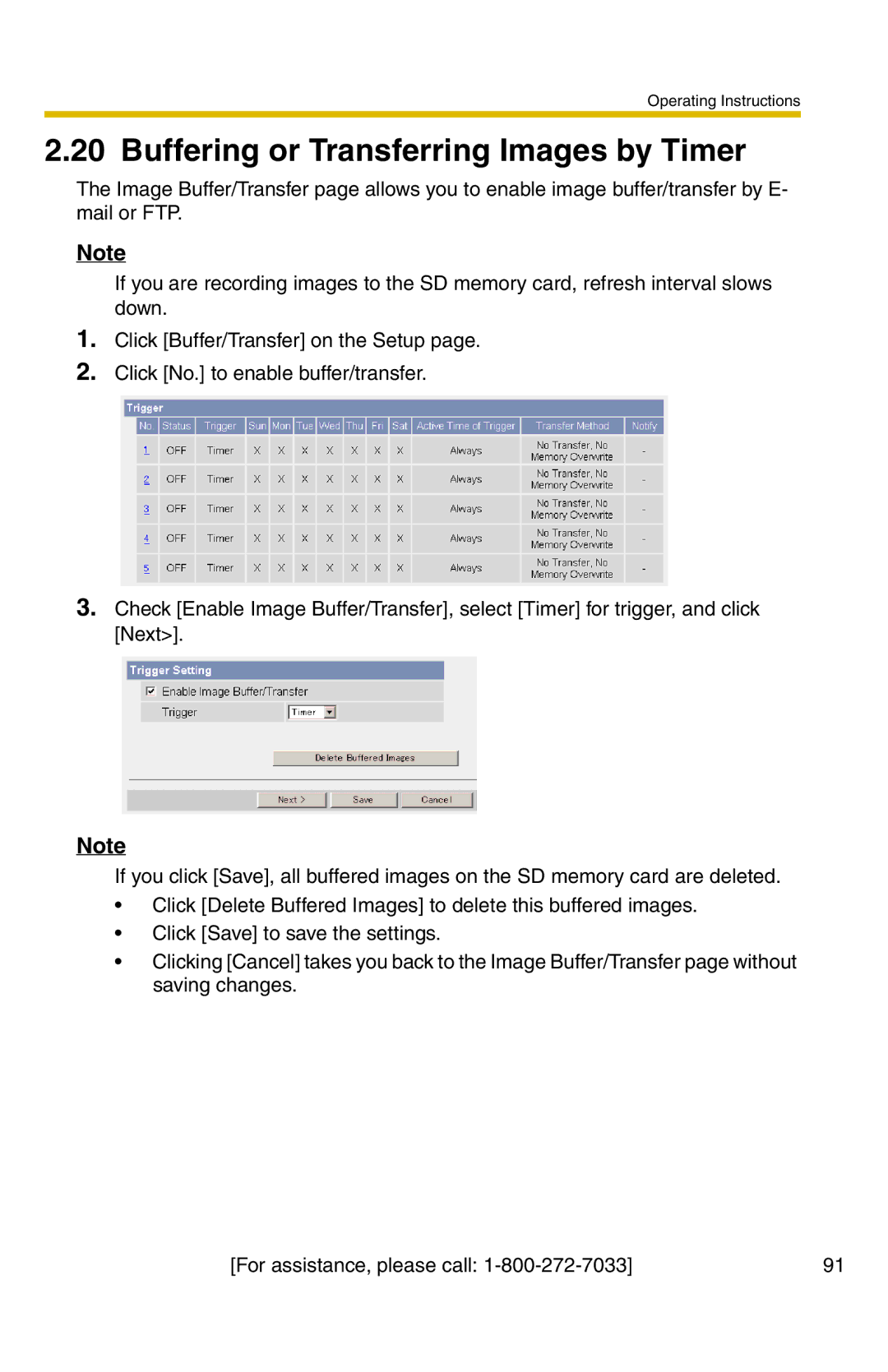 Panasonic BB-HCM371A operating instructions Buffering or Transferring Images by Timer 