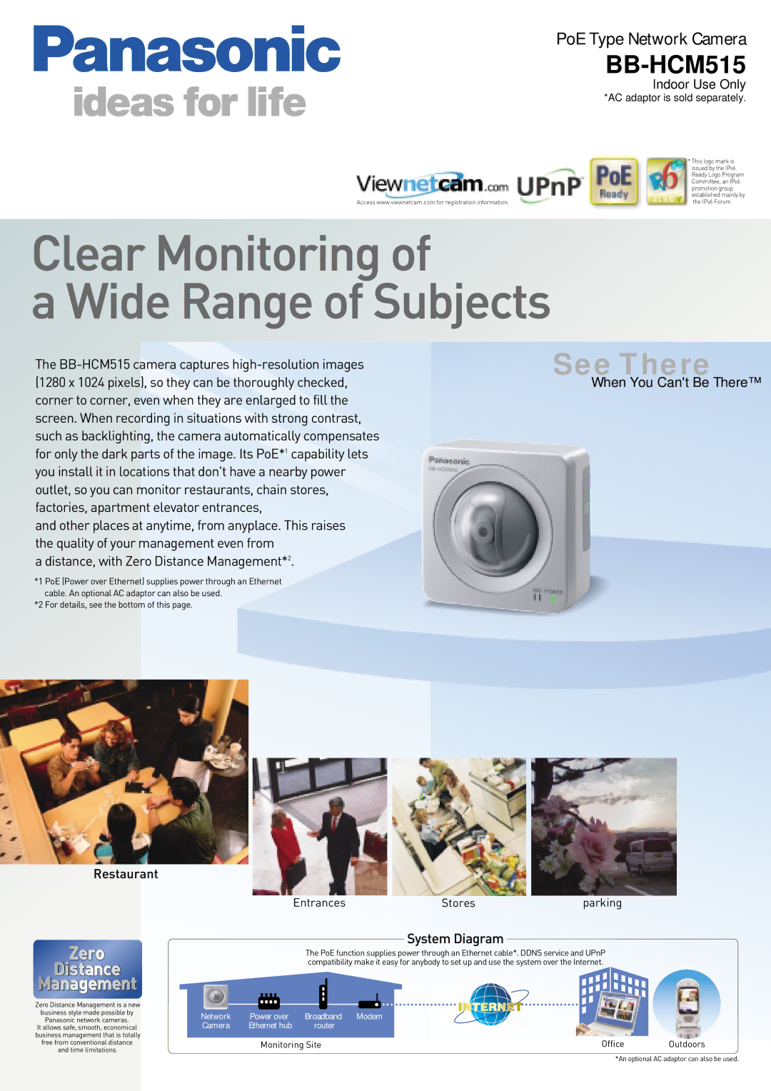 Panasonic BB-HCM515 manual Clear Monitoring Wide Range of Subjects 