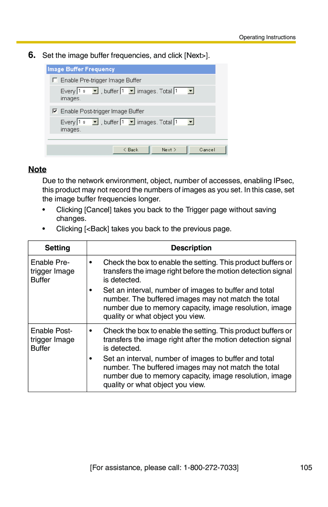 Panasonic BB-HCS301A manual For assistance, please call 105 