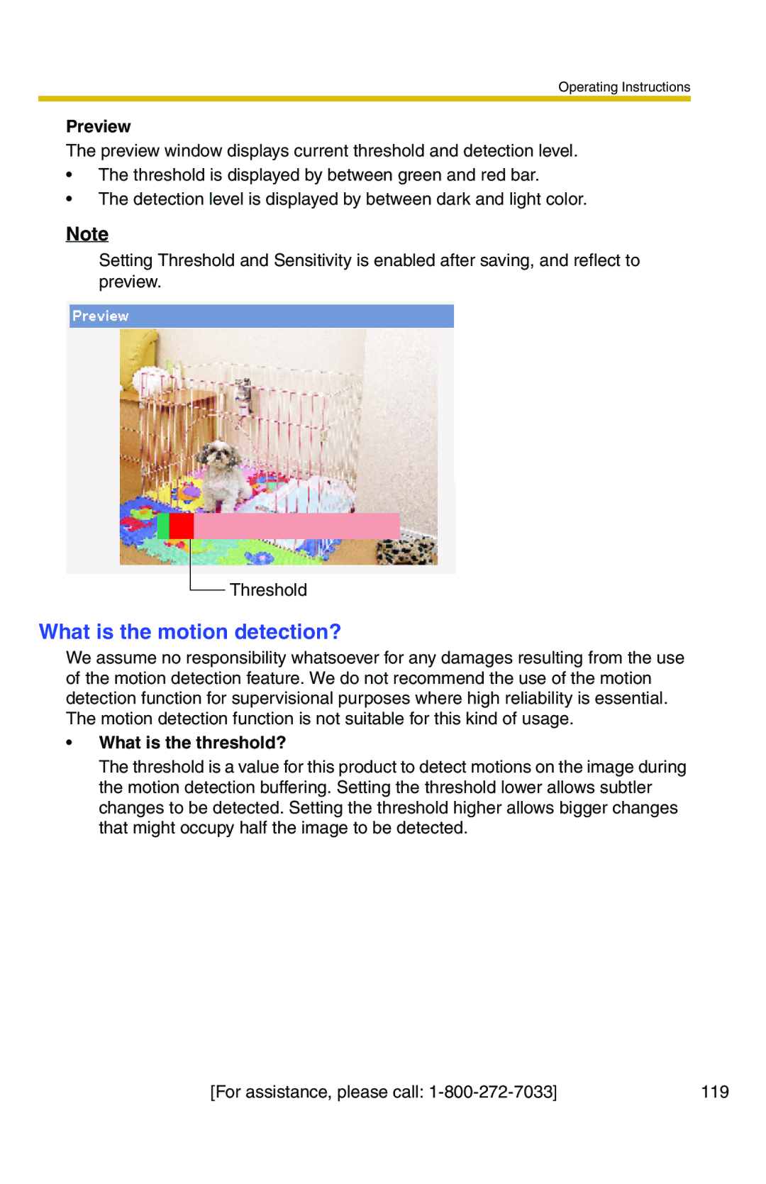 Panasonic BB-HCS301A manual What is the motion detection?, Preview, What is the threshold? 