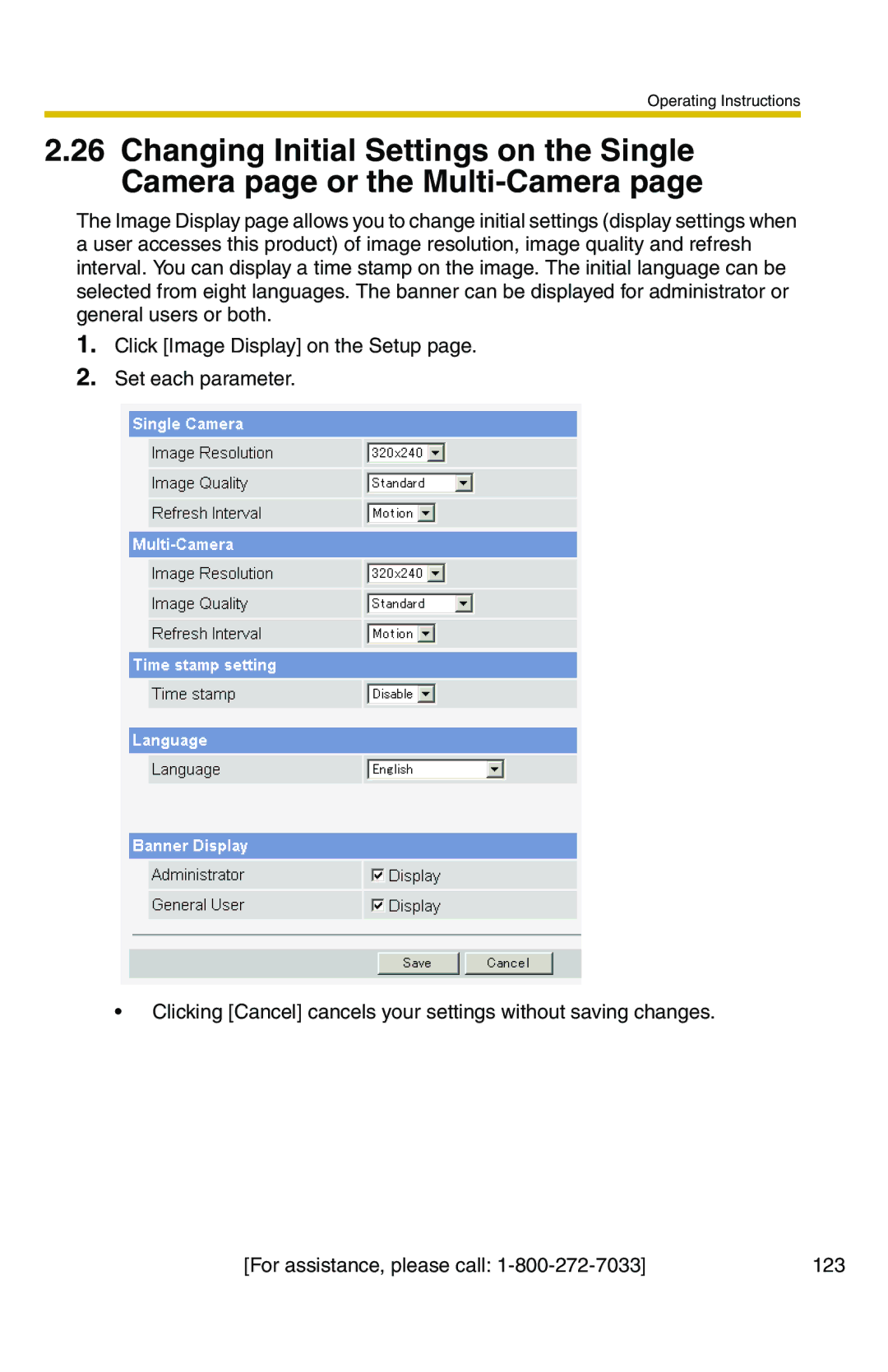 Panasonic BB-HCS301A manual Operating Instructions 