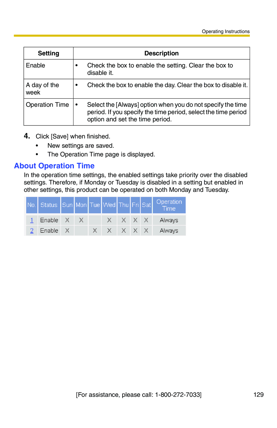 Panasonic BB-HCS301A manual About Operation Time 