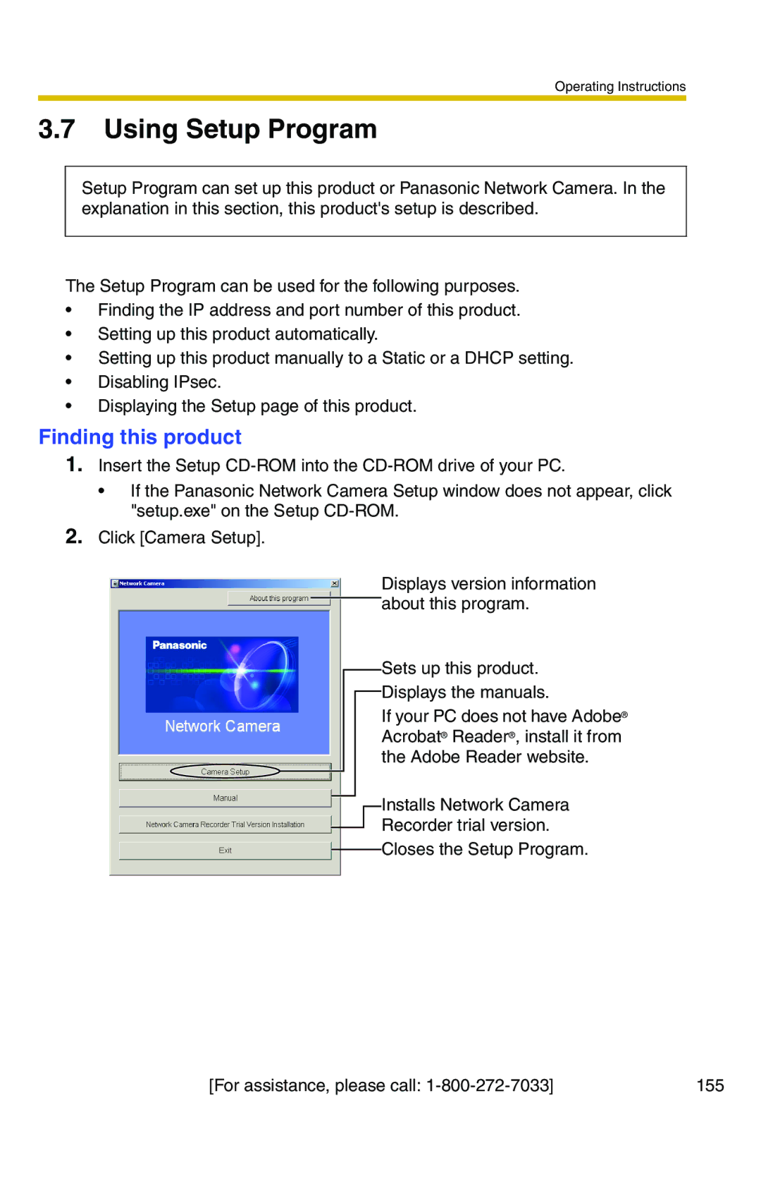 Panasonic BB-HCS301A manual Using Setup Program, Finding this product 