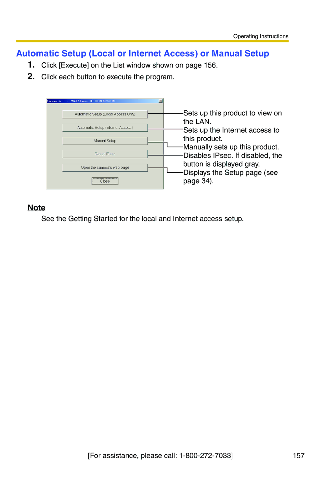 Panasonic BB-HCS301A manual Automatic Setup Local or Internet Access or Manual Setup 