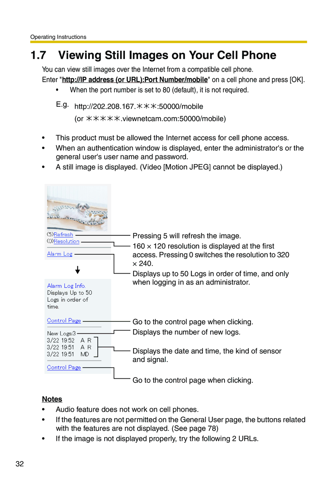 Panasonic BB-HCS301A manual Viewing Still Images on Your Cell Phone 