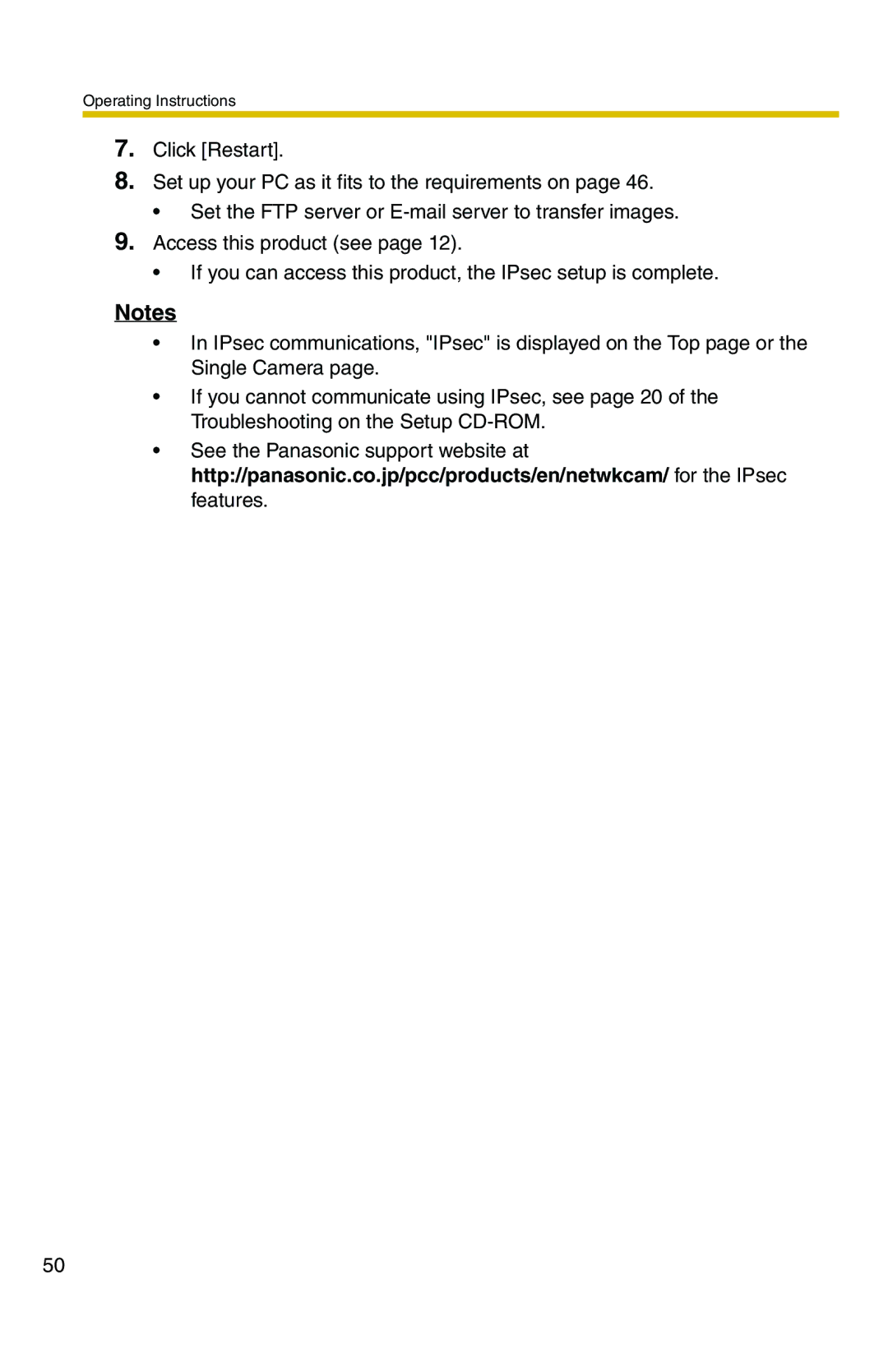 Panasonic BB-HCS301A manual Operating Instructions 