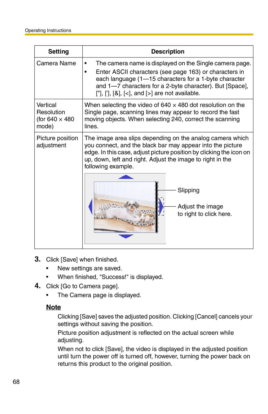 Panasonic BB-HCS301A manual Up, down, left and right. Adjust the image to right 