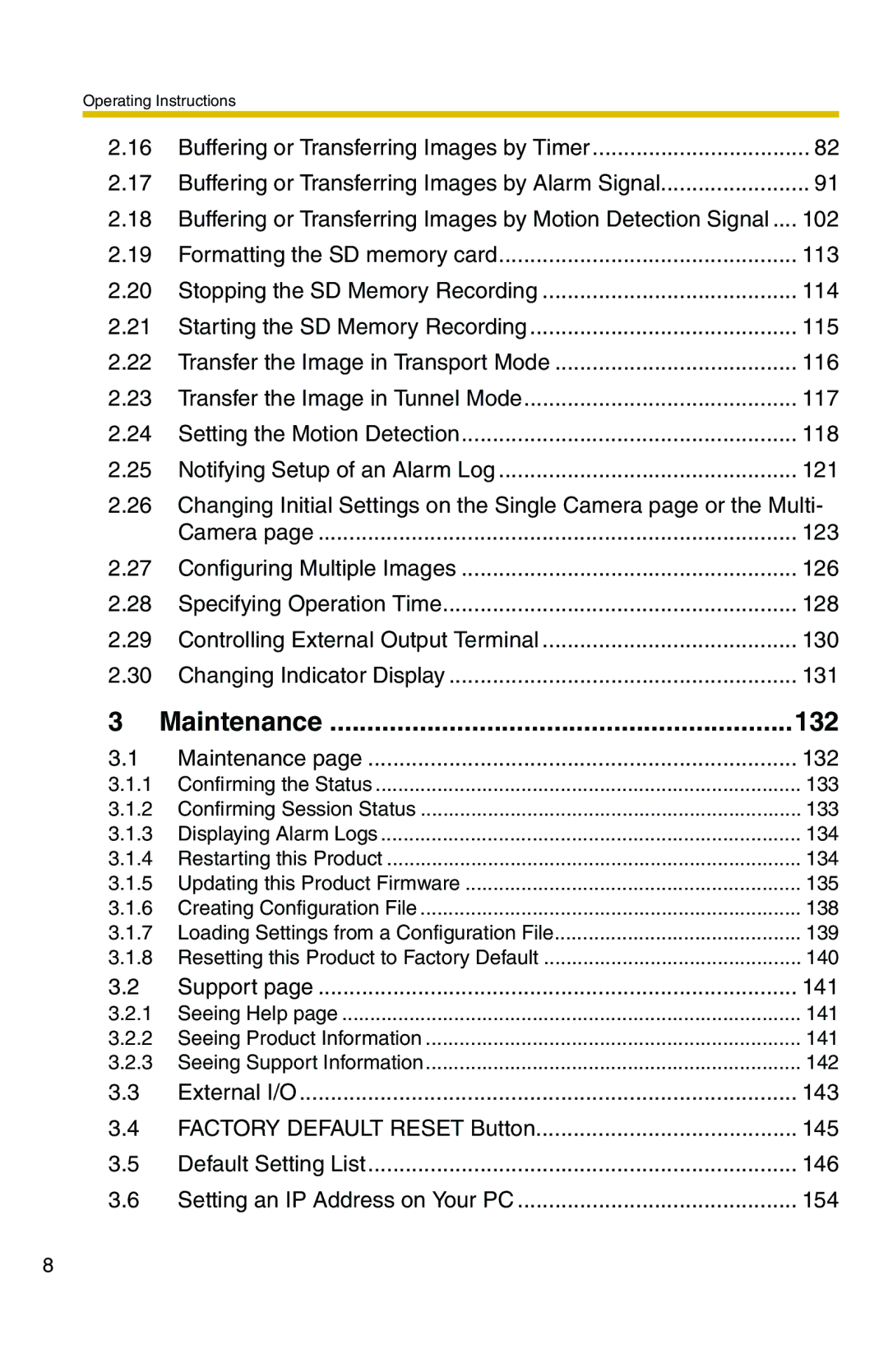 Panasonic BB-HCS301A manual Maintenance 132 