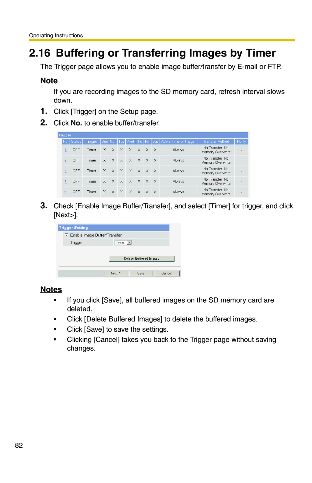 Panasonic BB-HCS301A manual Buffering or Transferring Images by Timer 