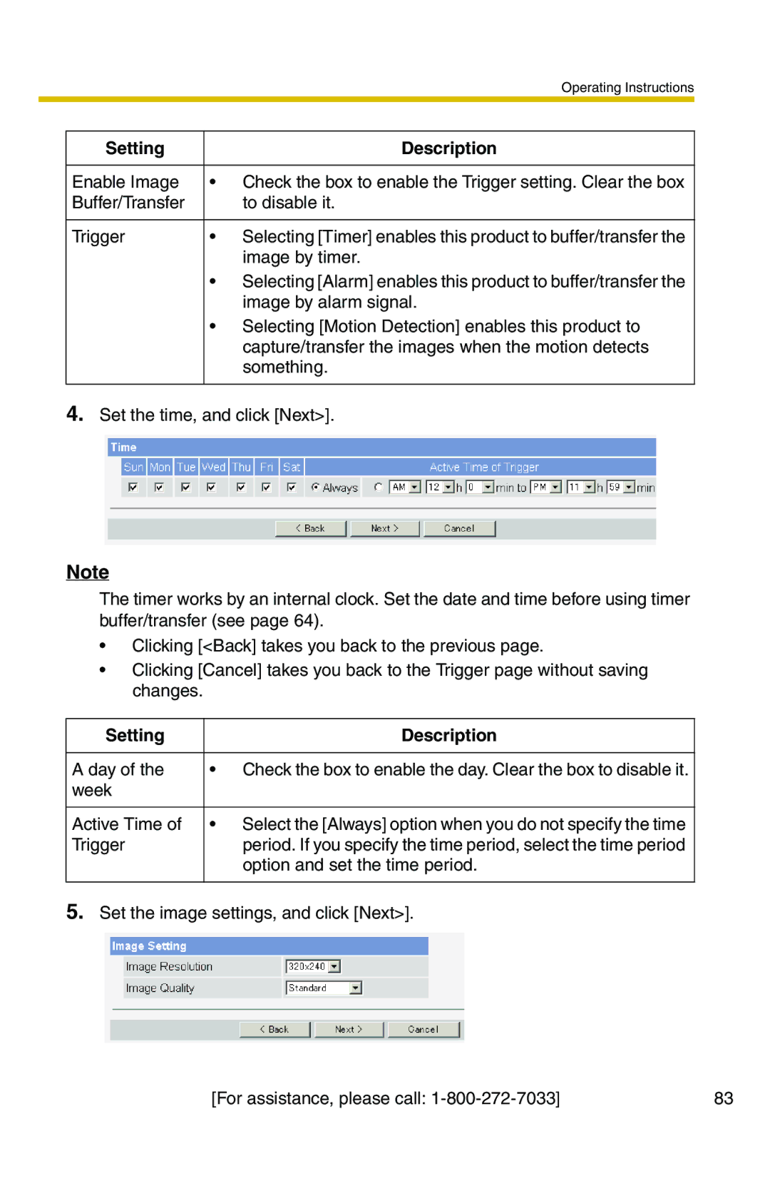 Panasonic BB-HCS301A manual Option and set the time period 