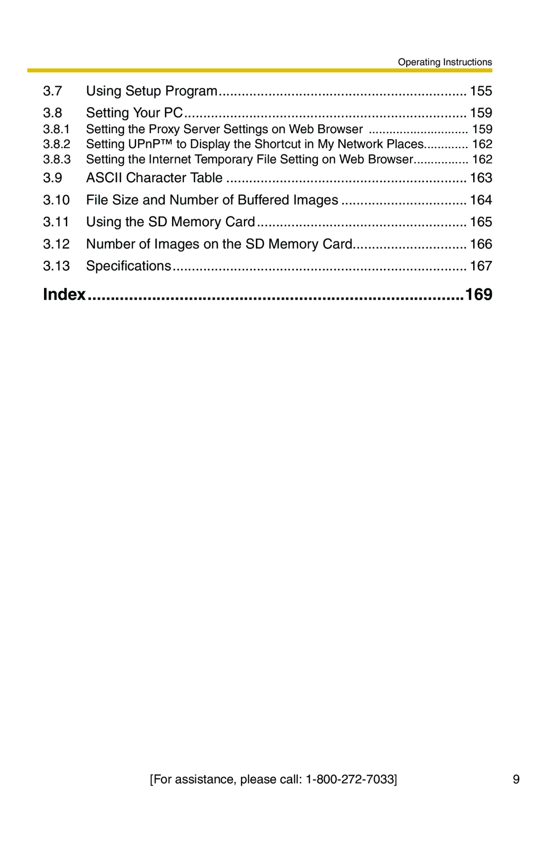 Panasonic BB-HCS301A manual Index 169 