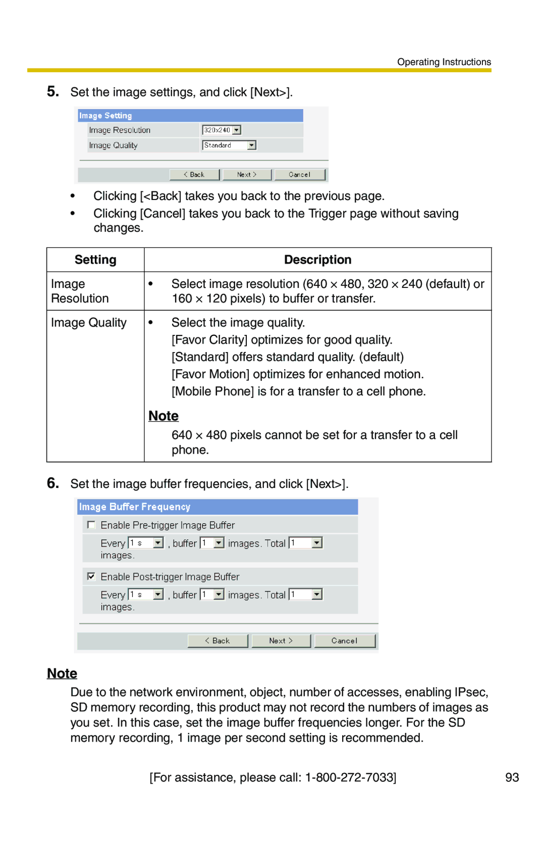 Panasonic BB-HCS301A manual Setting Description 