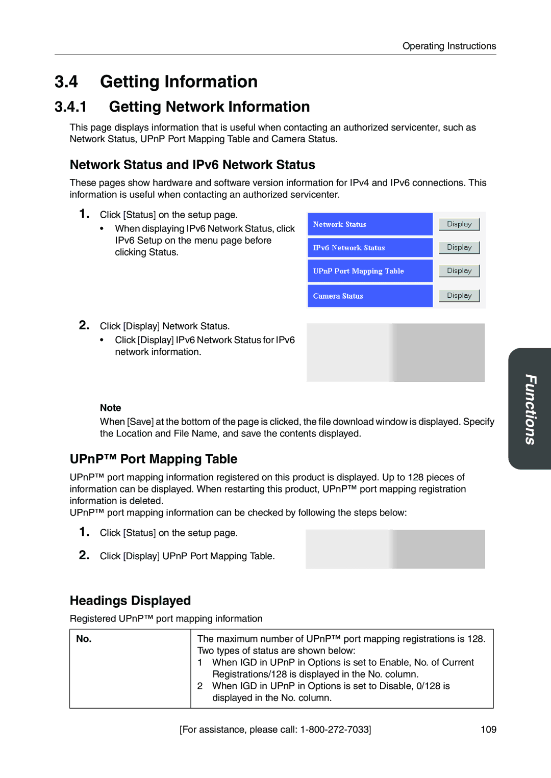 Panasonic BB-HGW700A manual Getting Information, Getting Network Information, Network Status and IPv6 Network Status 