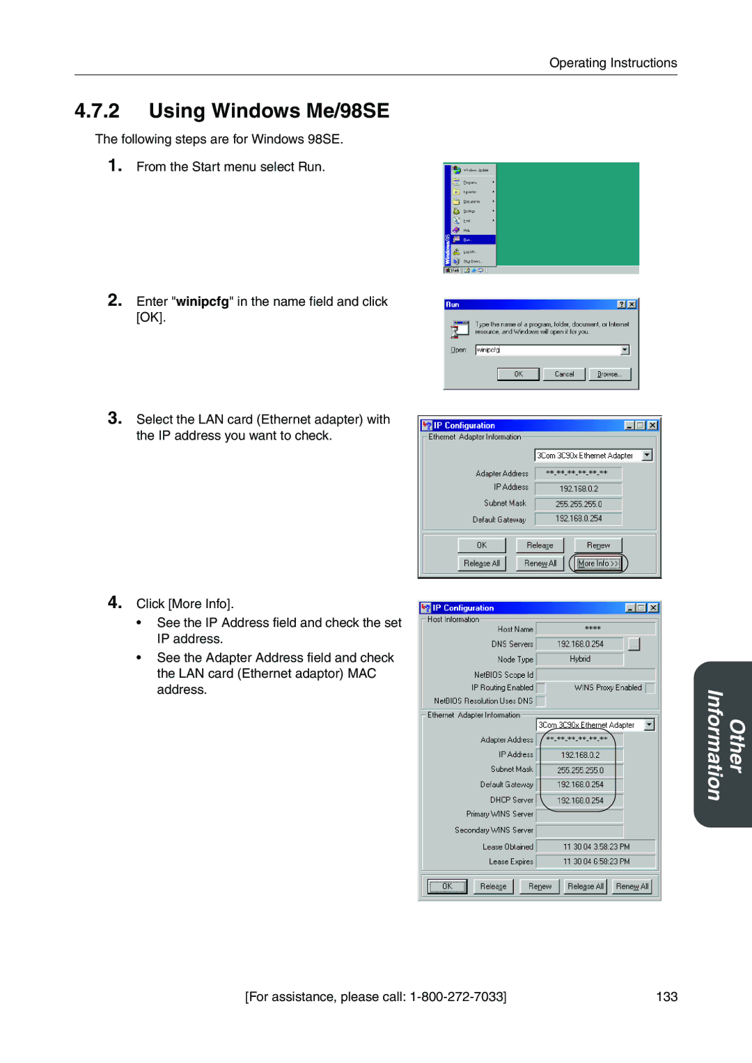 Panasonic BB-HGW700A manual Using Windows Me/98SE 