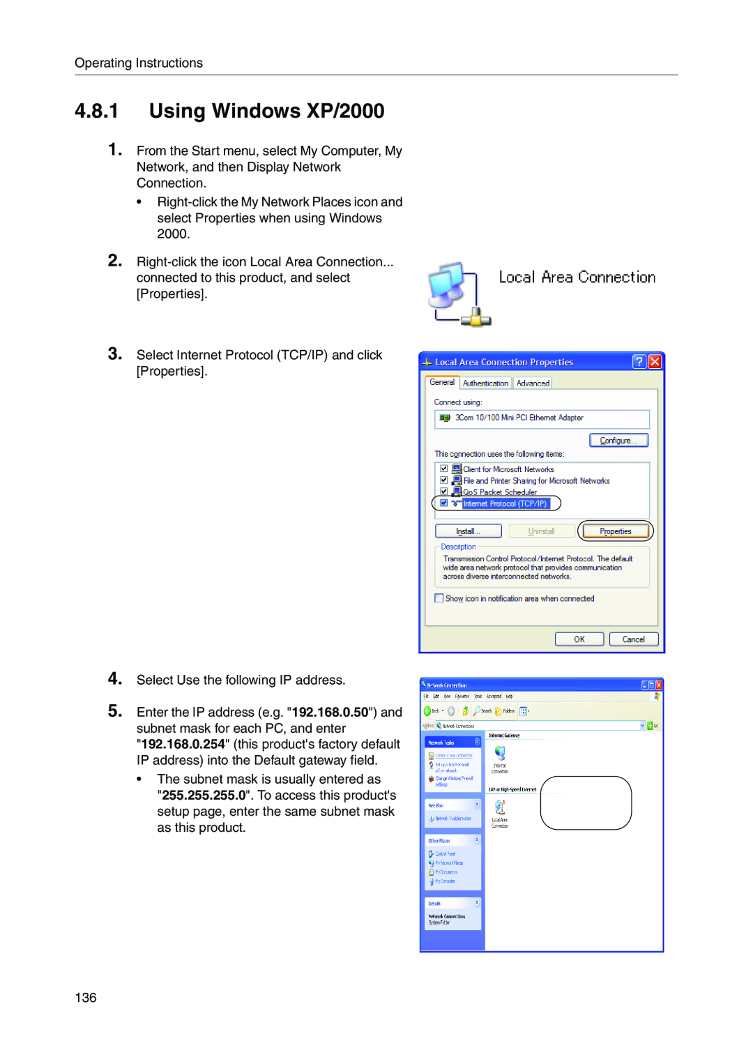 Panasonic BB-HGW700A manual Using Windows XP/2000 