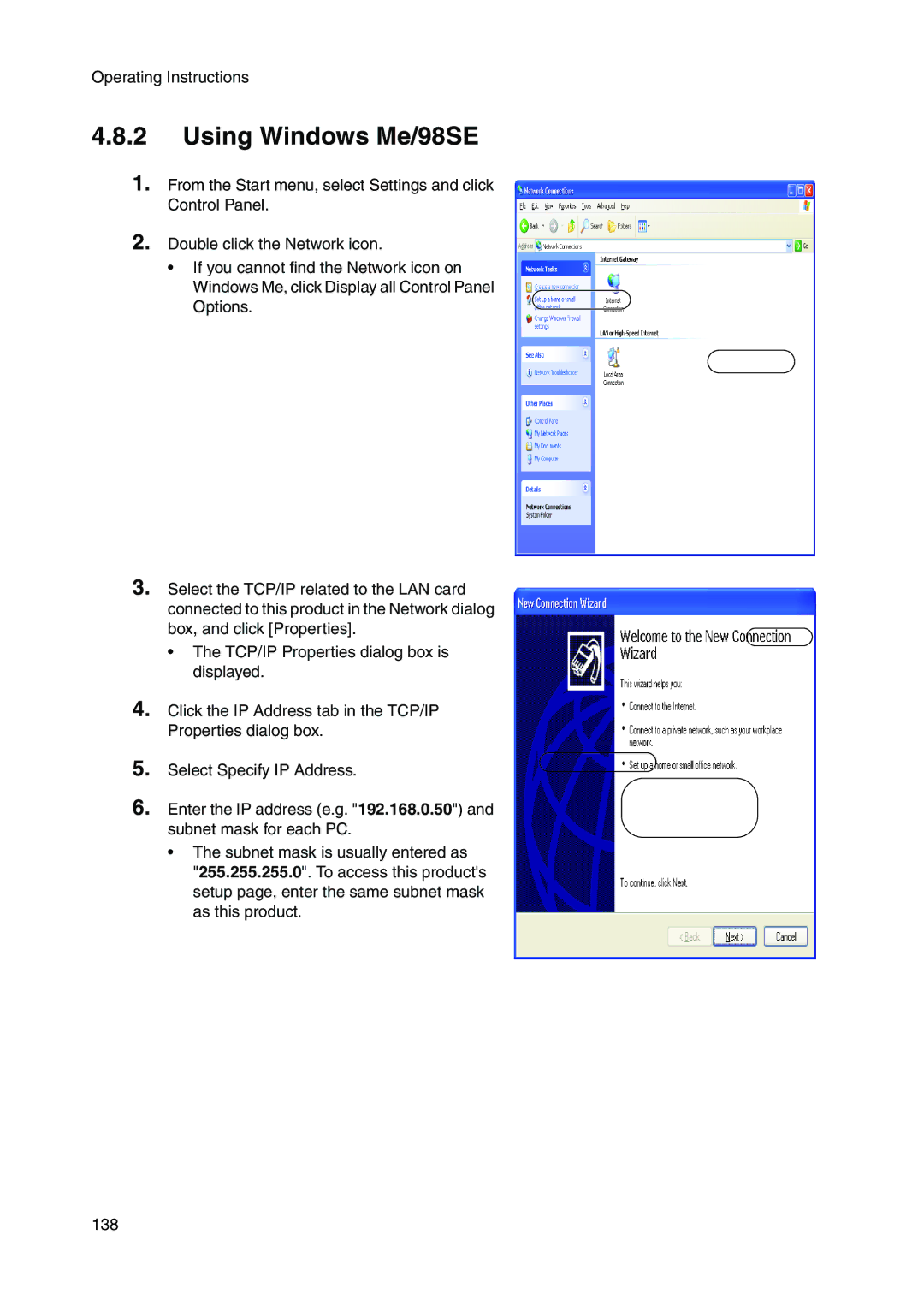 Panasonic BB-HGW700A manual Using Windows Me/98SE 