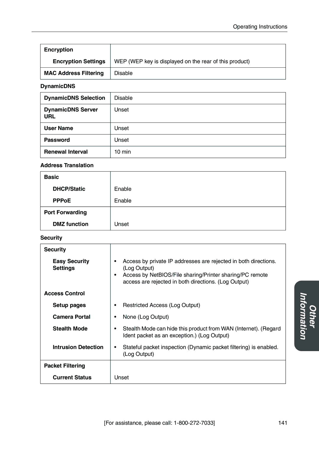 Panasonic BB-HGW700A manual Url 