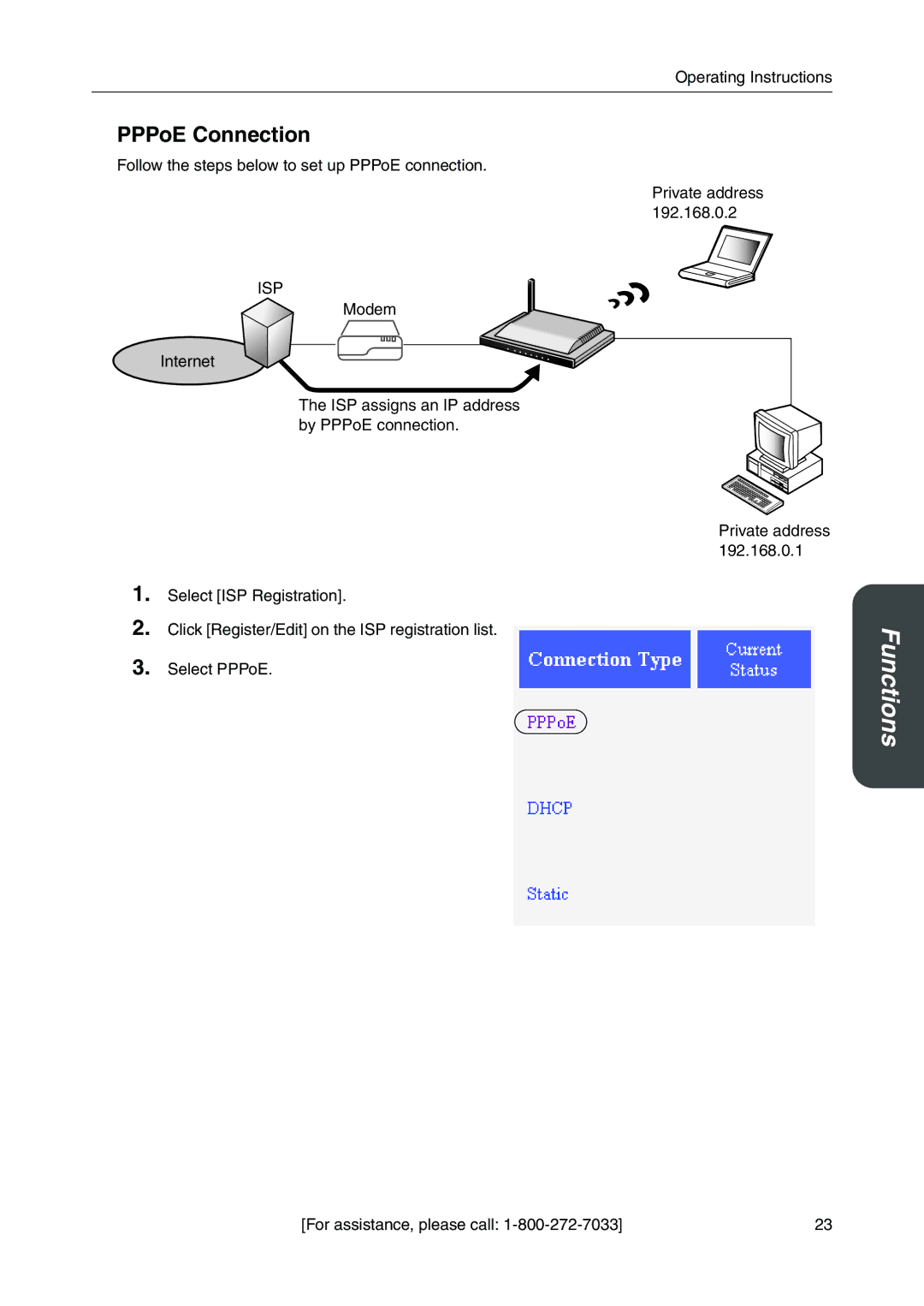 Panasonic BB-HGW700A manual PPPoE Connection, Isp 