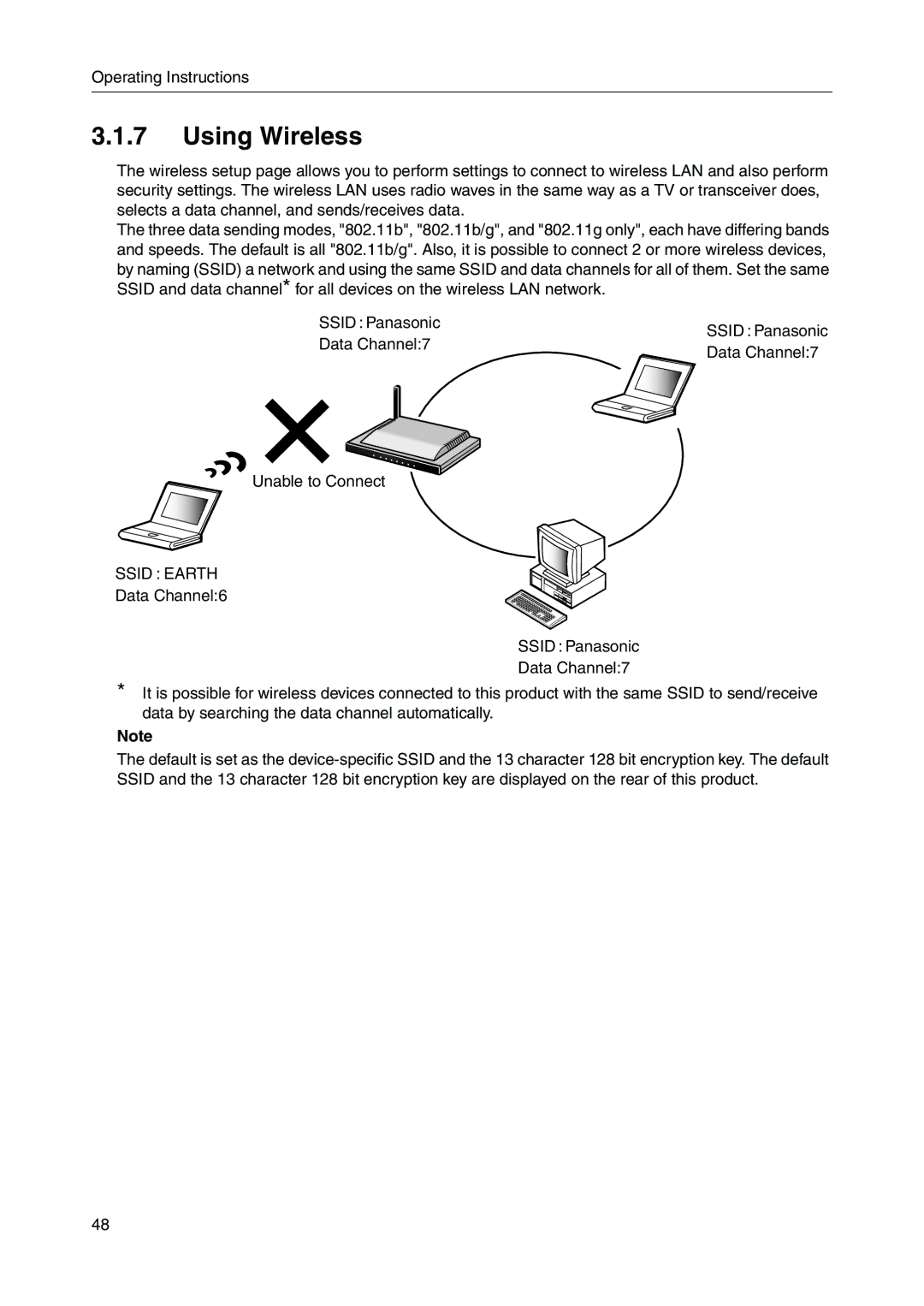 Panasonic BB-HGW700A manual Using Wireless, Ssid Earth 