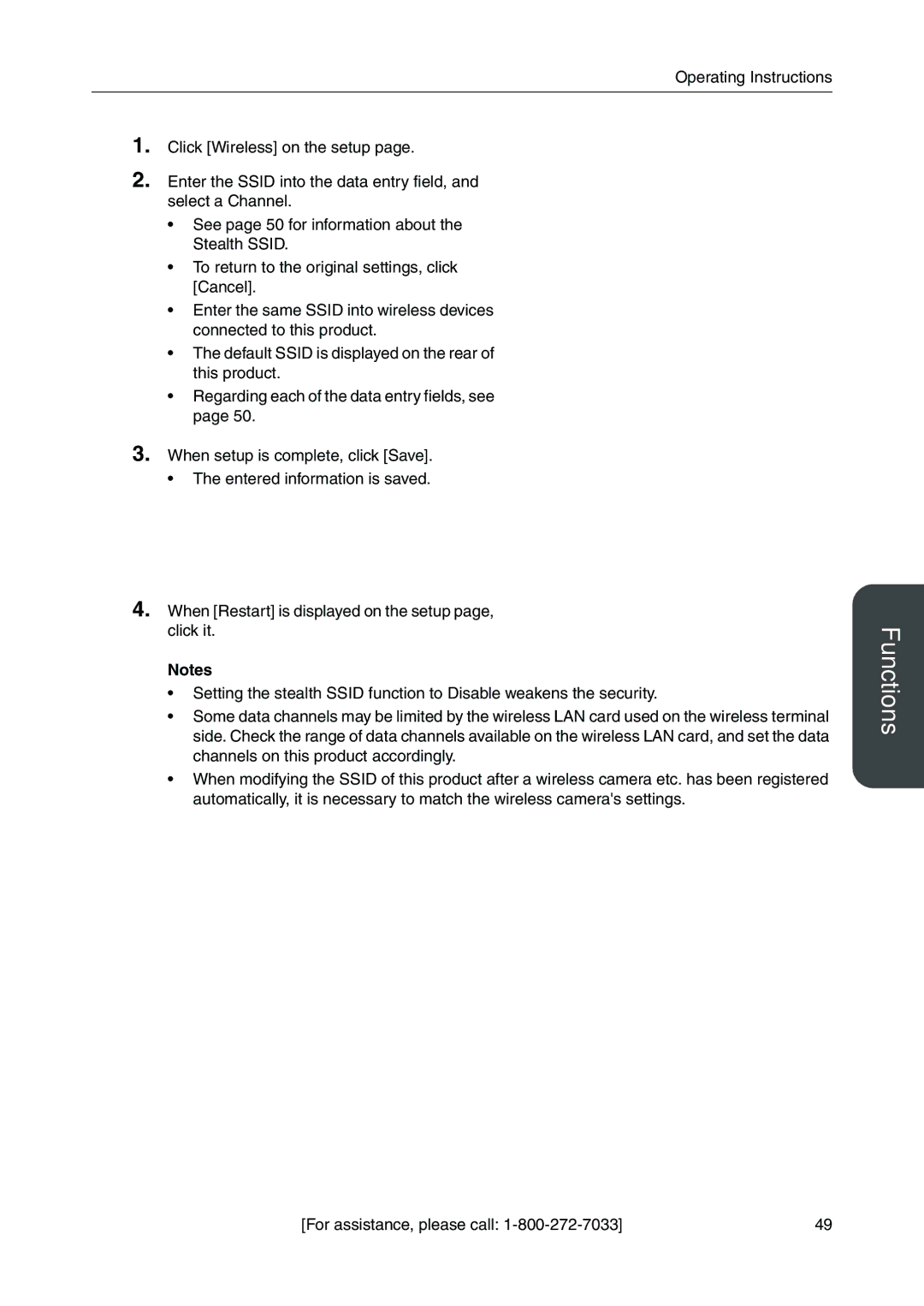 Panasonic BB-HGW700A manual Functions 