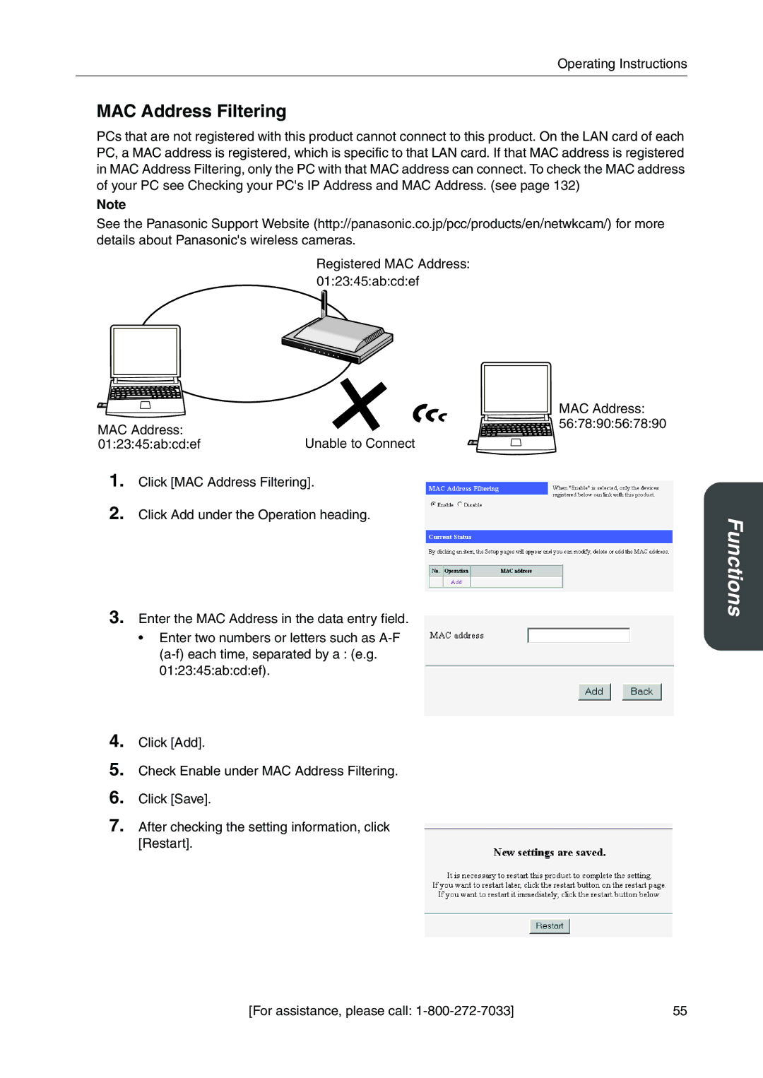 Panasonic BB-HGW700A manual MAC Address Filtering 