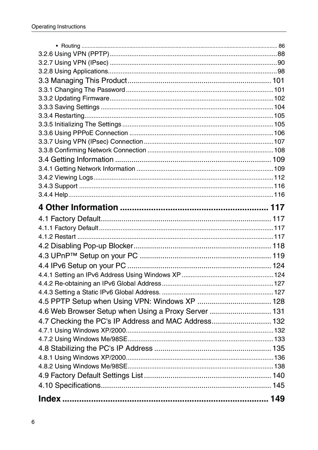 Panasonic BB-HGW700A manual Other Information, Index 