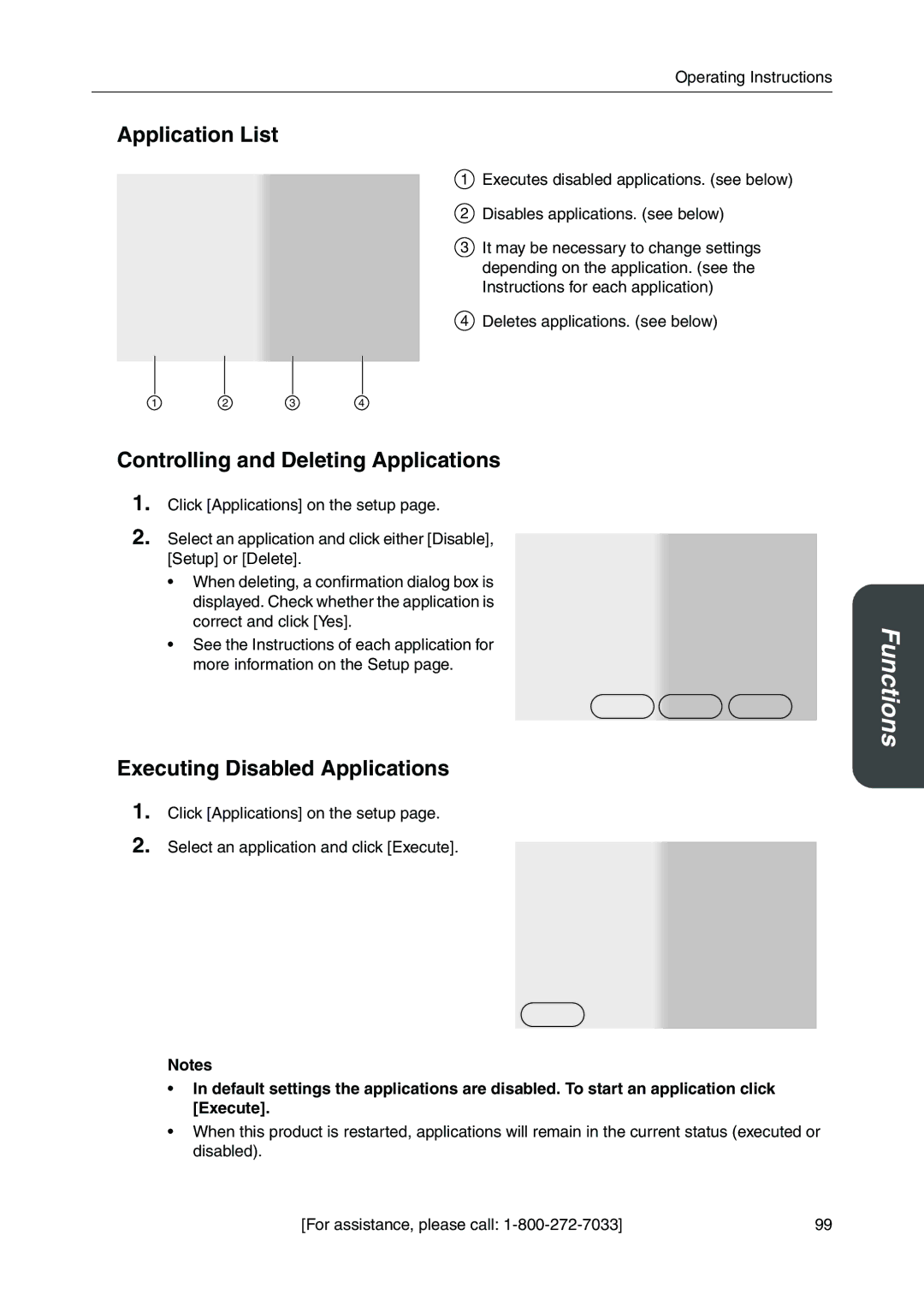 Panasonic BB-HGW700A manual Application List, Controlling and Deleting Applications, Executing Disabled Applications 