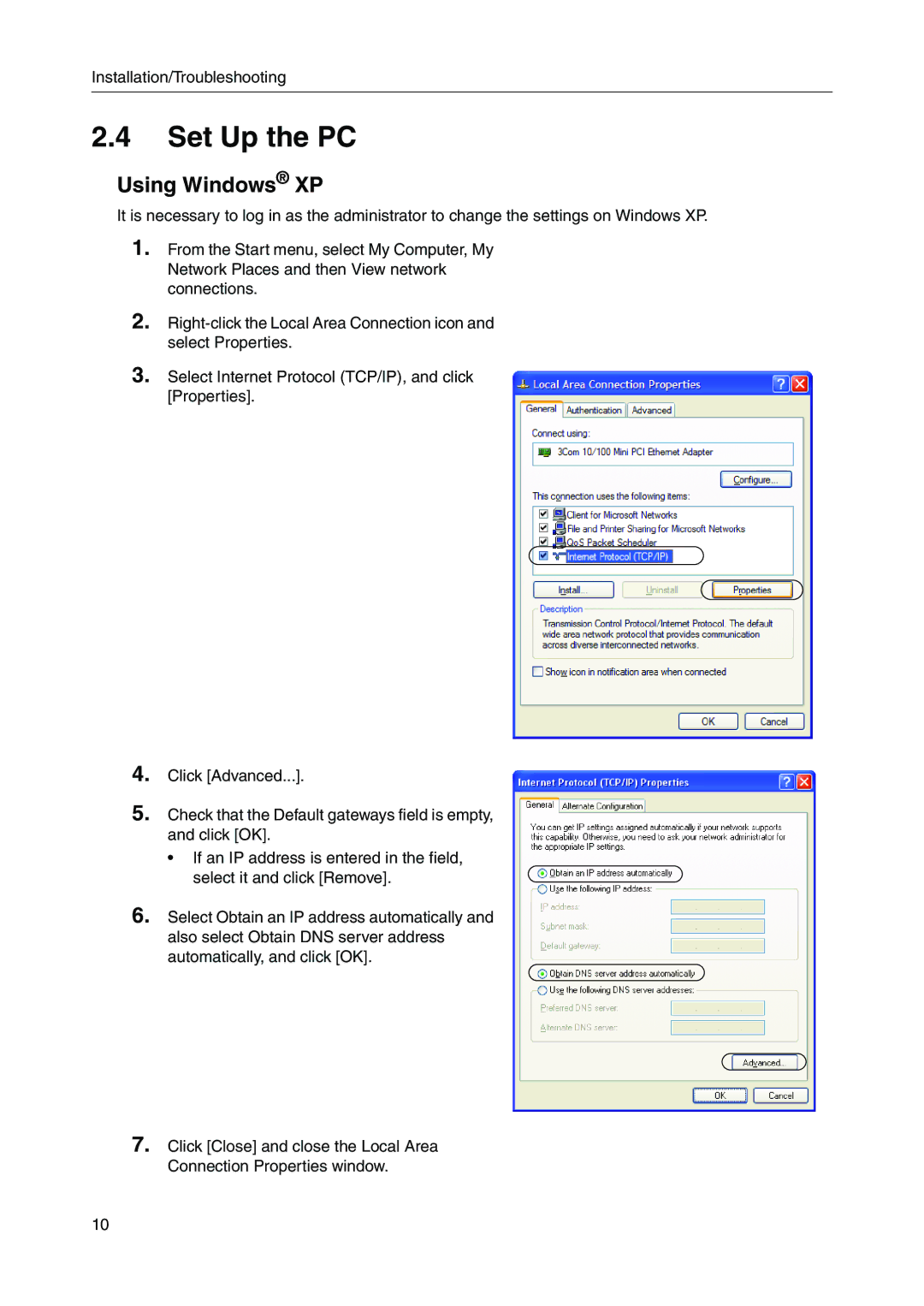 Panasonic BB-HGW700A important safety instructions Set Up the PC, Using Windows XP 