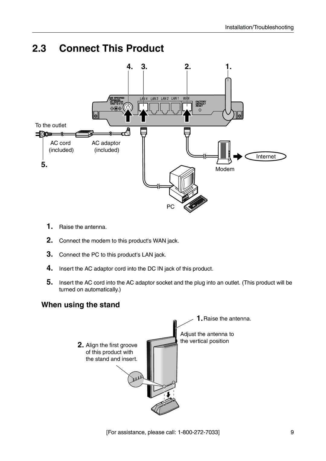 Panasonic BB-HGW700A important safety instructions Connect This Product, When using the stand 