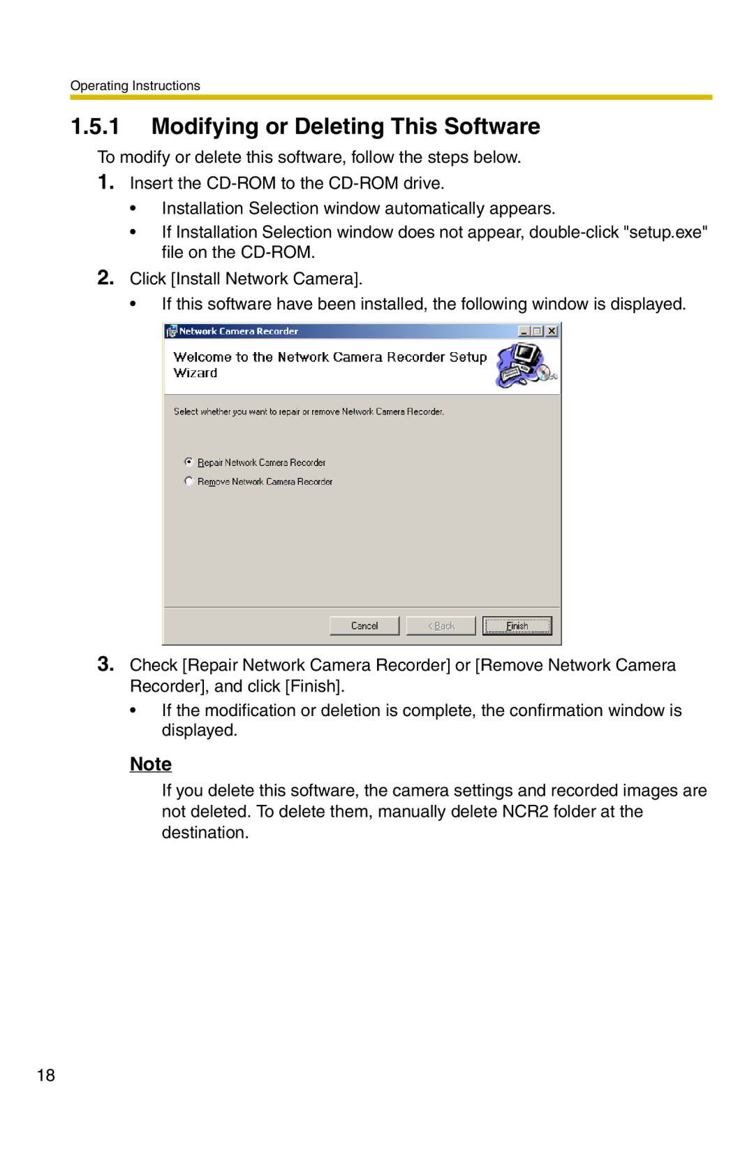 Panasonic BB-HNP11A operating instructions Modifying or Deleting This Software 