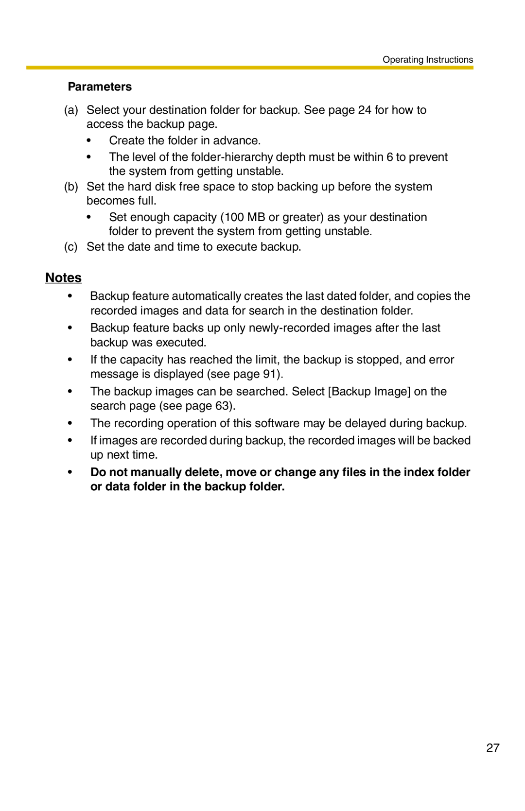 Panasonic BB-HNP11A operating instructions Parameters 