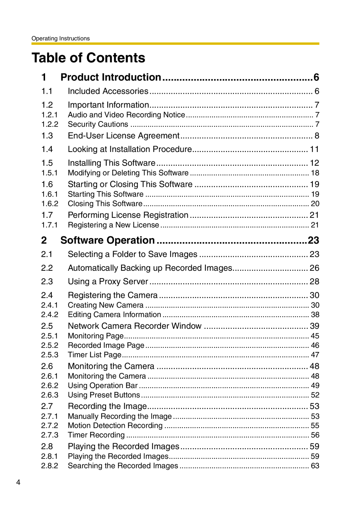 Panasonic BB-HNP11A operating instructions Table of Contents 