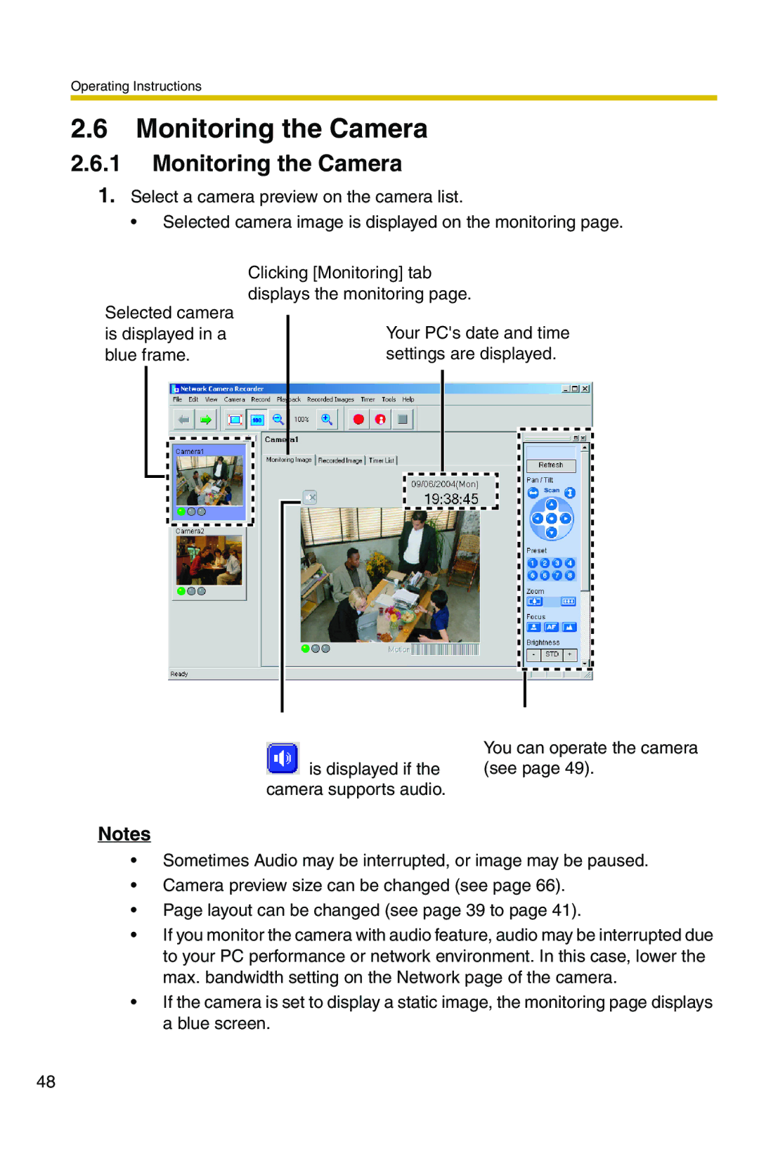 Panasonic BB-HNP11A operating instructions Monitoring the Camera 