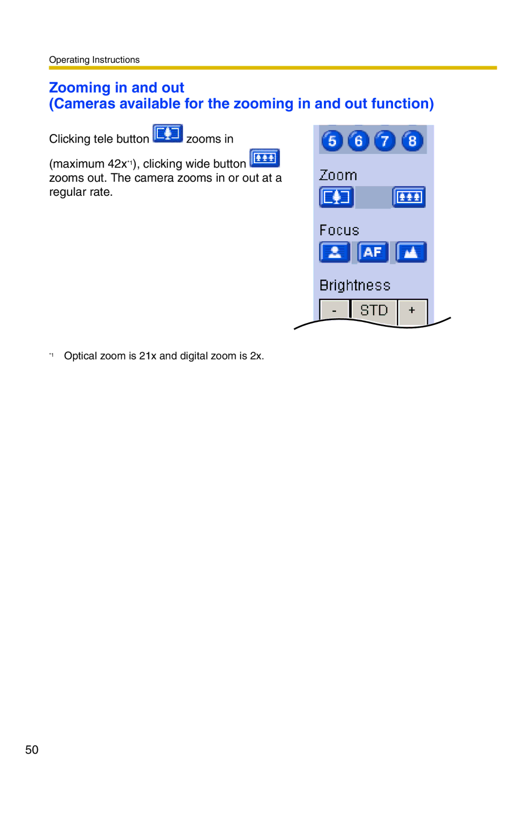 Panasonic BB-HNP11A operating instructions Optical zoom is 21x and digital zoom is 