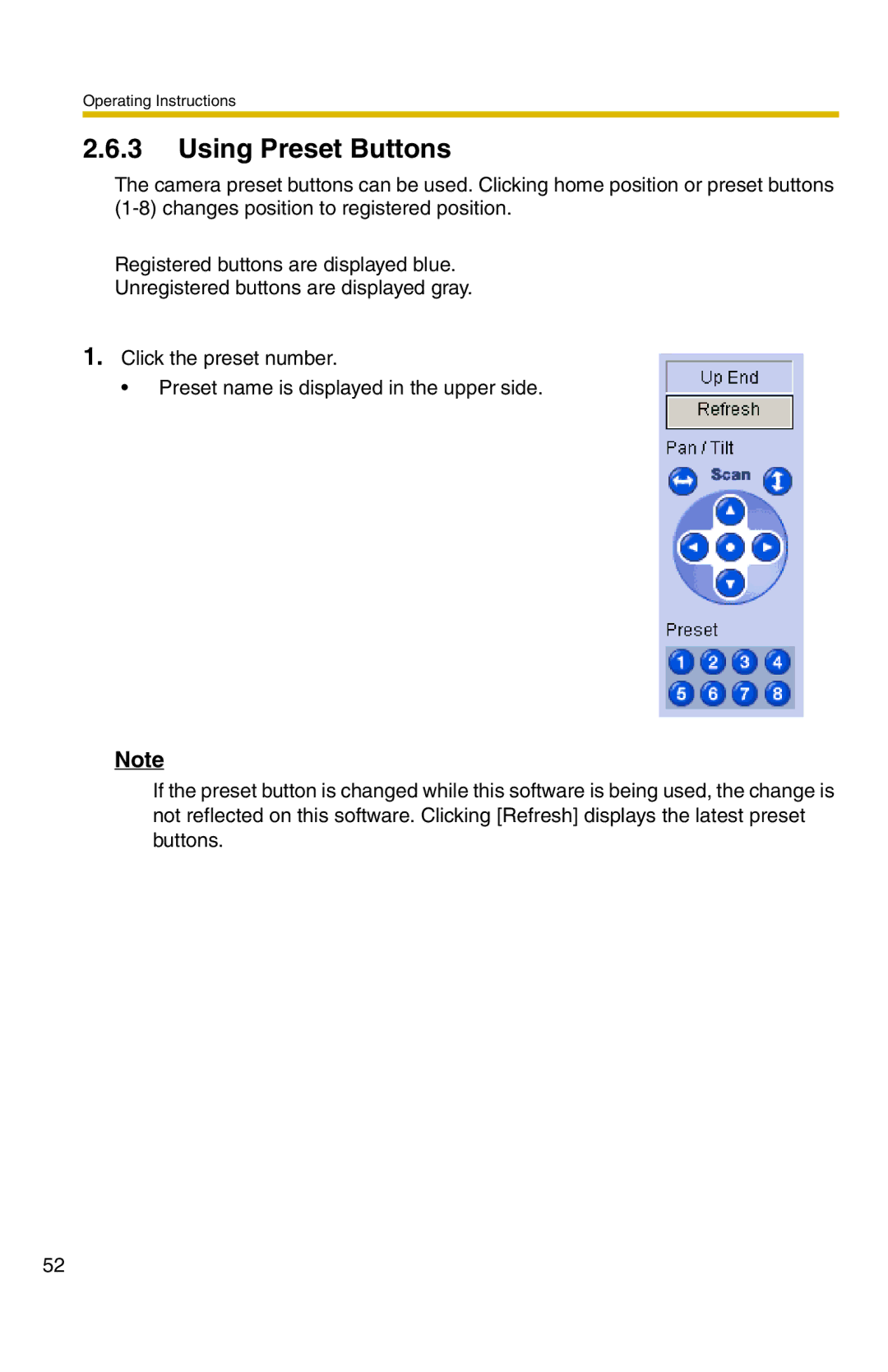 Panasonic BB-HNP11A operating instructions Using Preset Buttons 