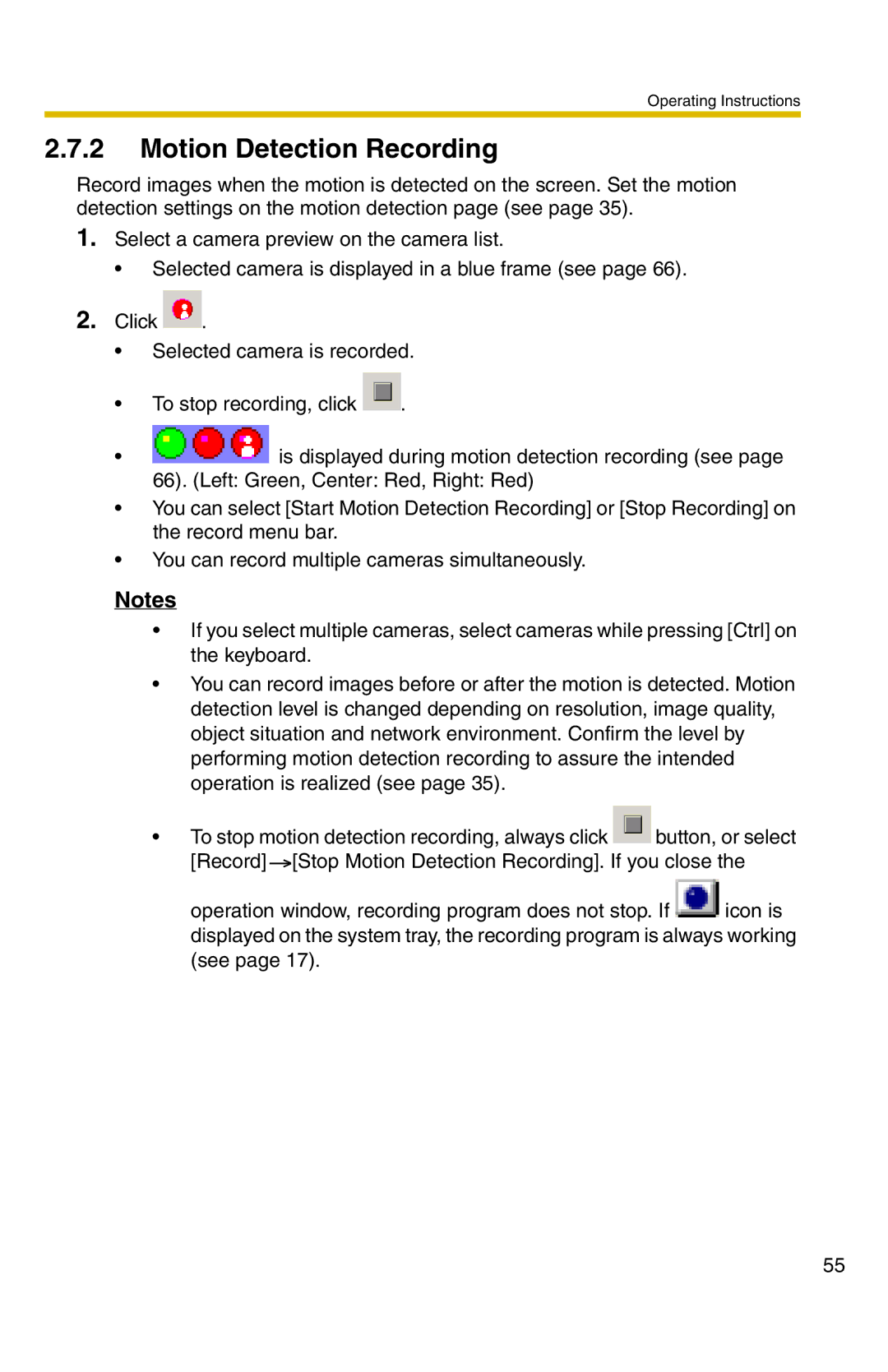 Panasonic BB-HNP11A operating instructions Motion Detection Recording 