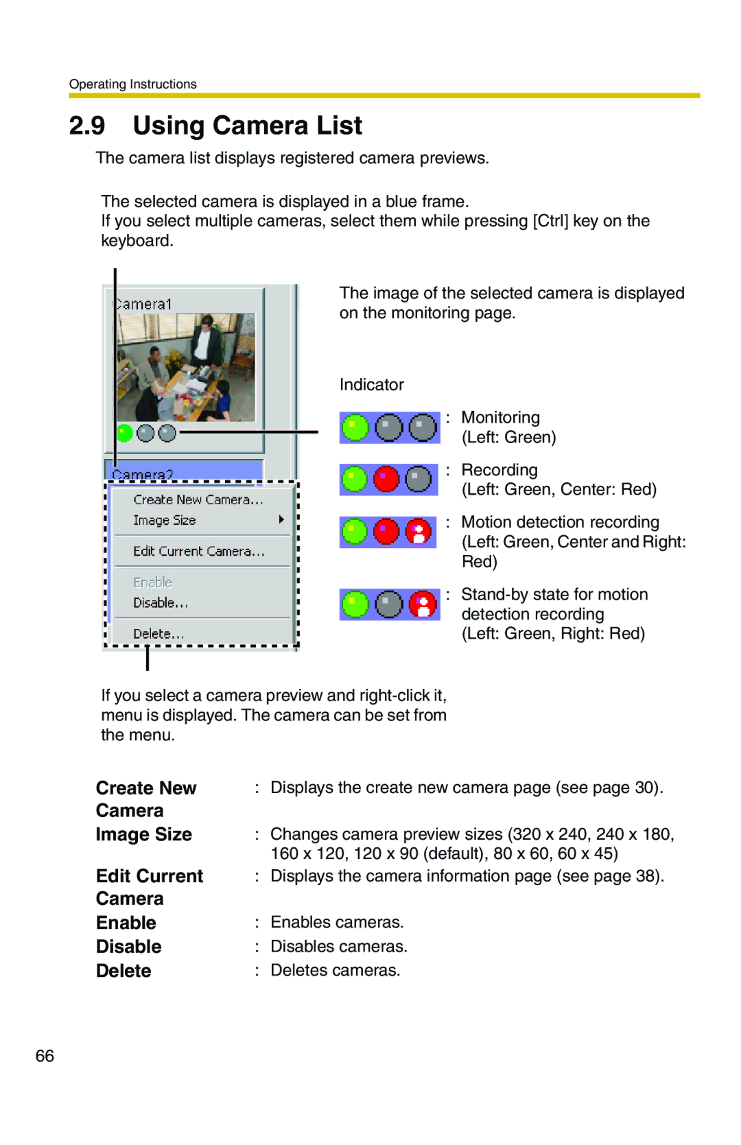 Panasonic BB-HNP11A operating instructions Using Camera List 