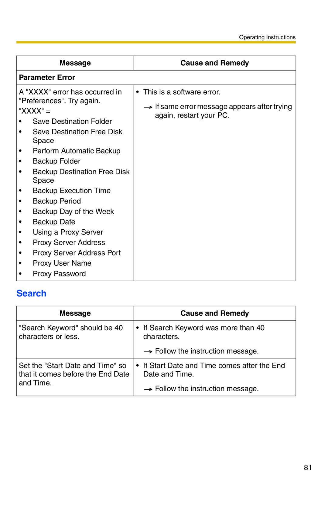 Panasonic BB-HNP11A operating instructions Search 