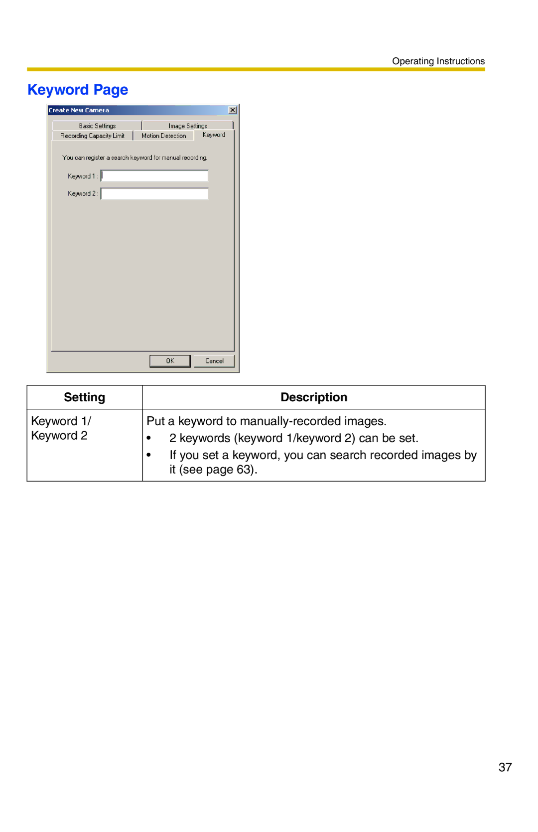 Panasonic BB-HNP11A operating instructions Keyword 